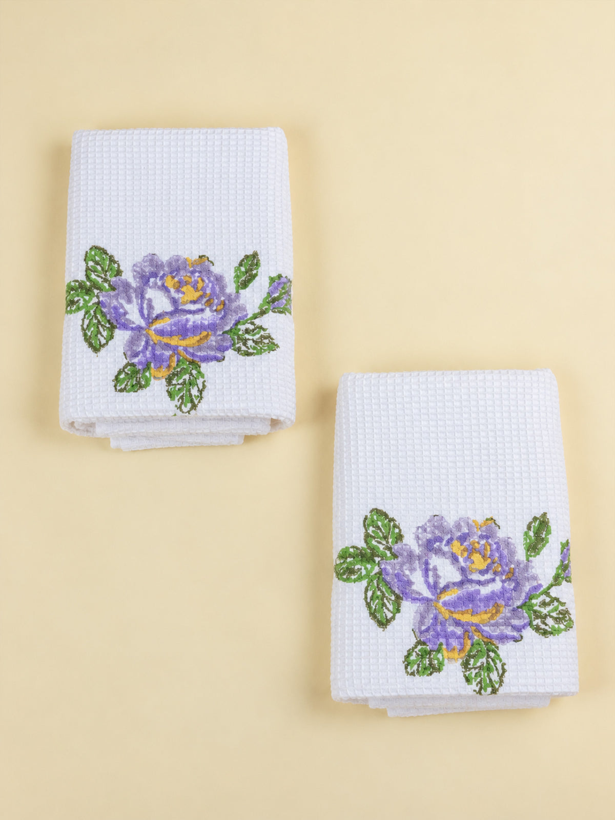 Lavender Rose Waffle Hand Towel (Set Of 2)