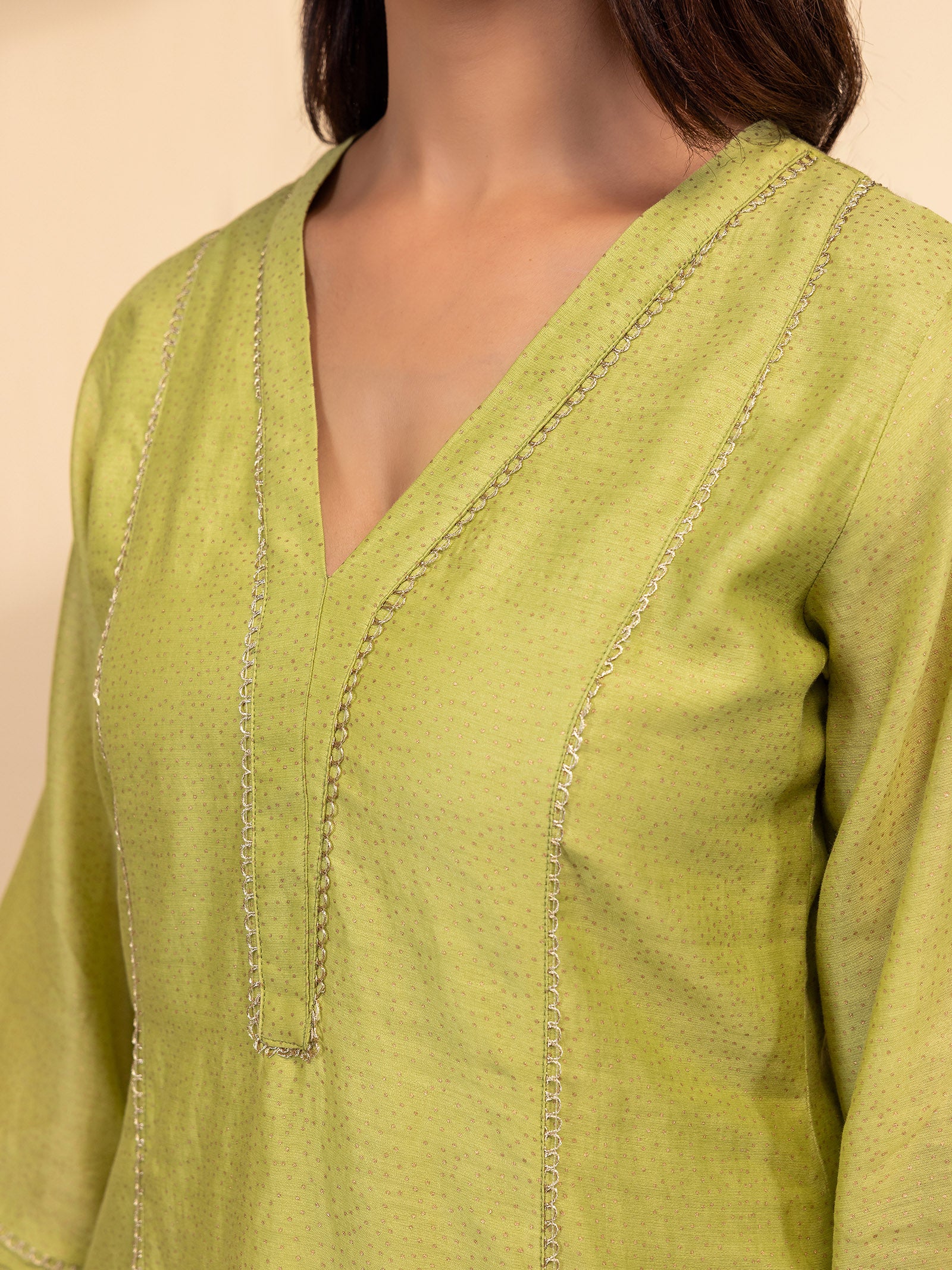 Festive Leaf Green Chanderi Kurta