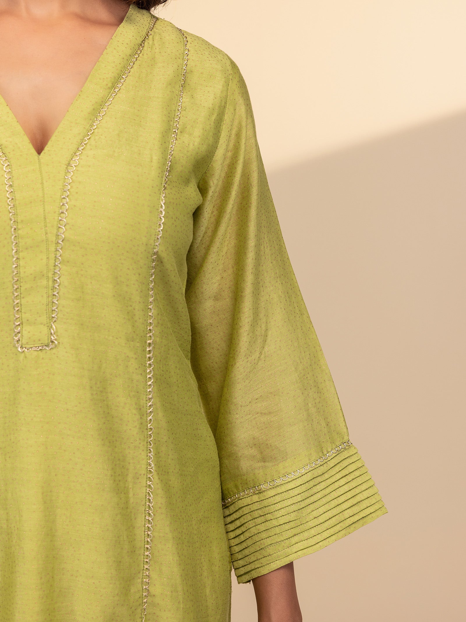 Festive Leaf Green Chanderi Kurta