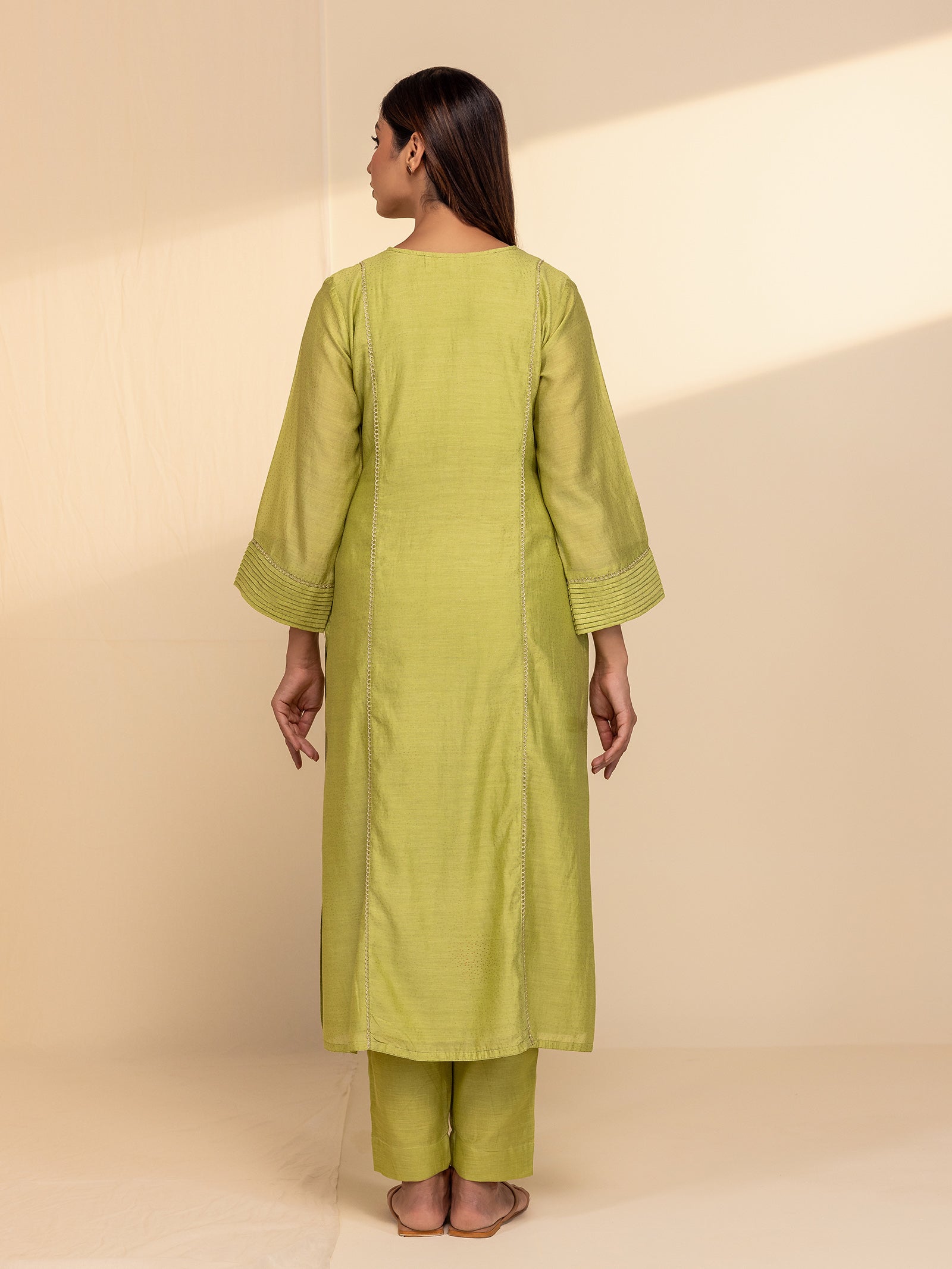 Festive Leaf Green Chanderi Kurta