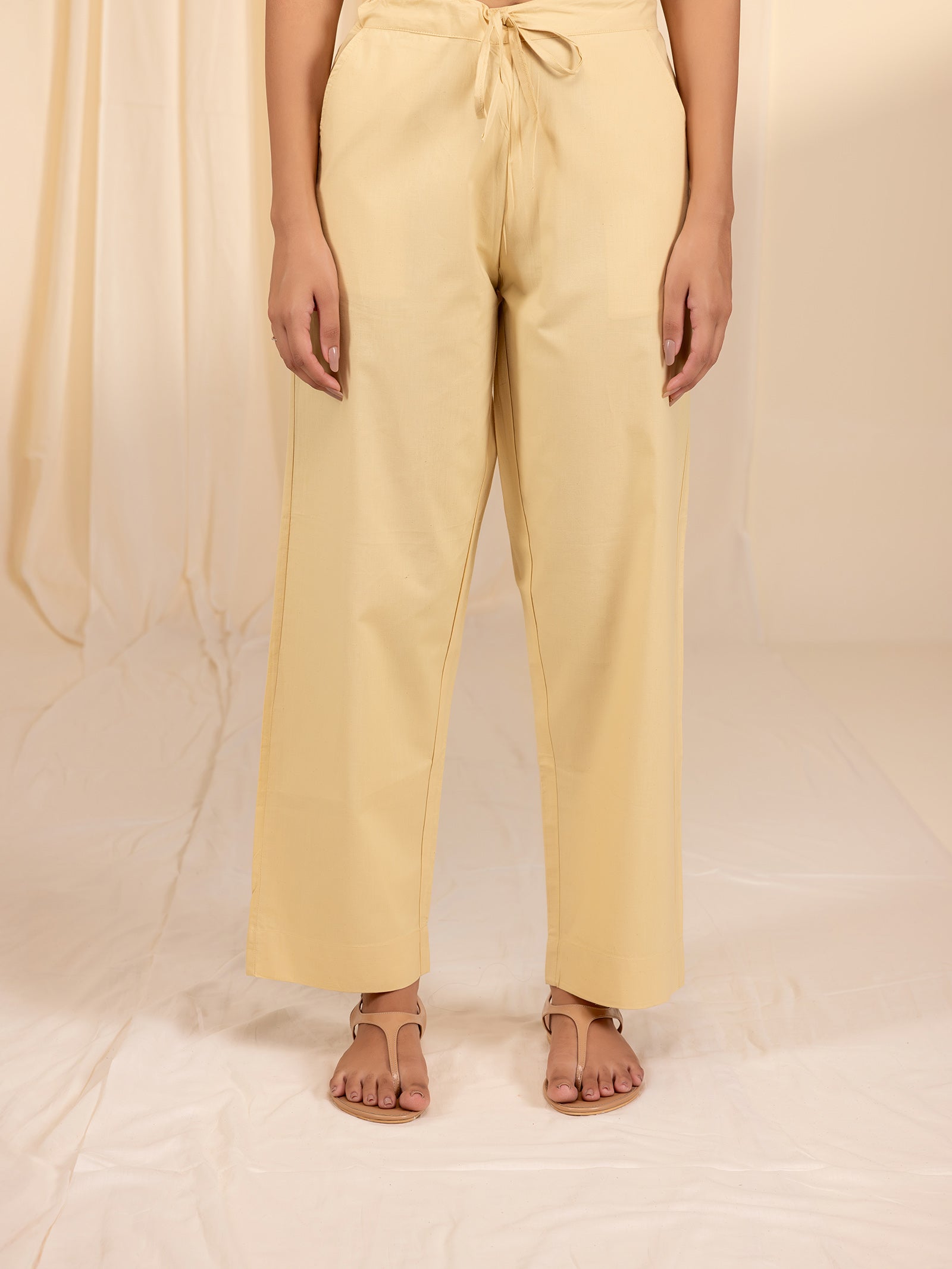 Lemon Sorbet Cotton Straight Pants