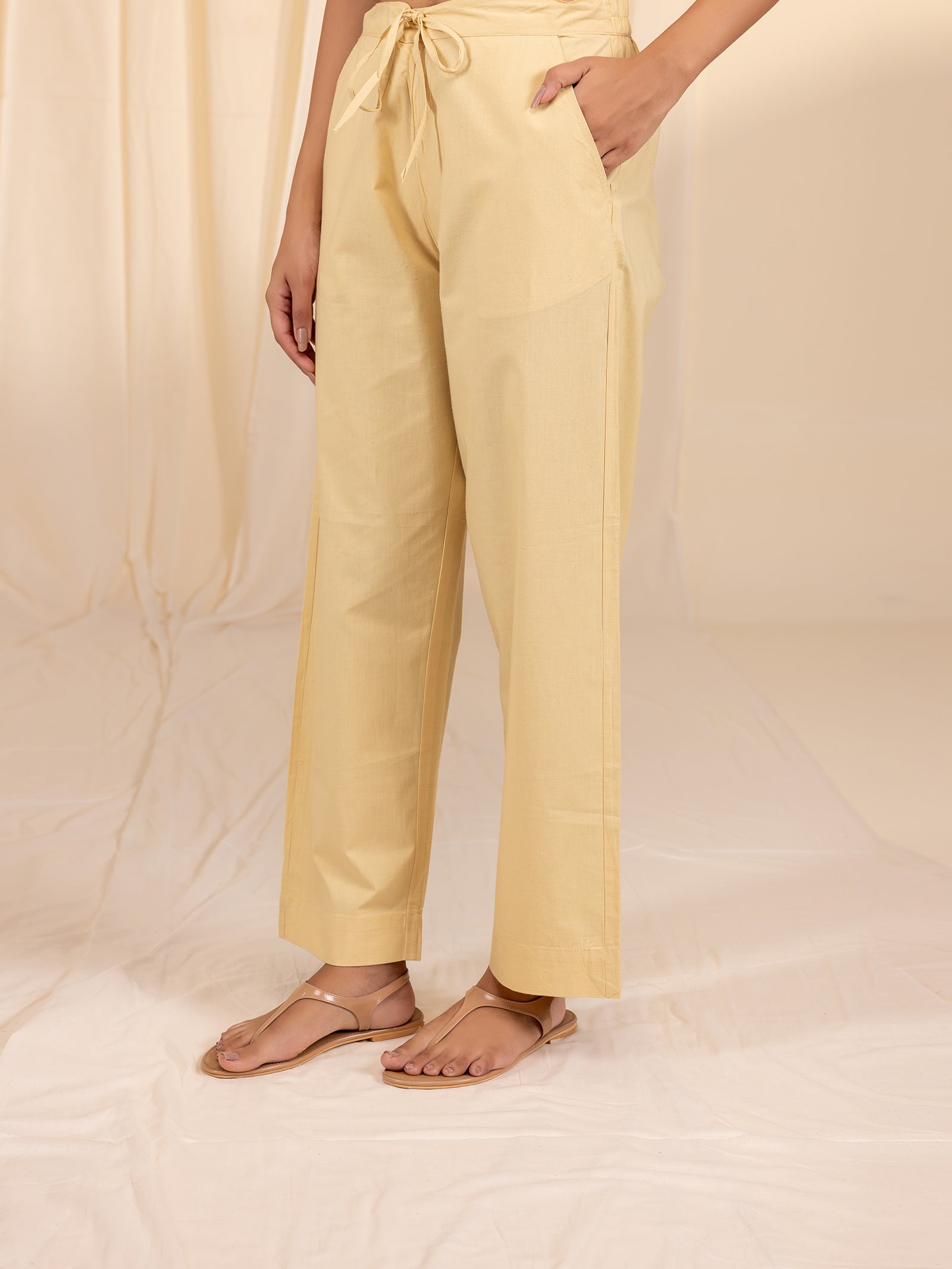 Lemon Sorbet Cotton Straight Pants