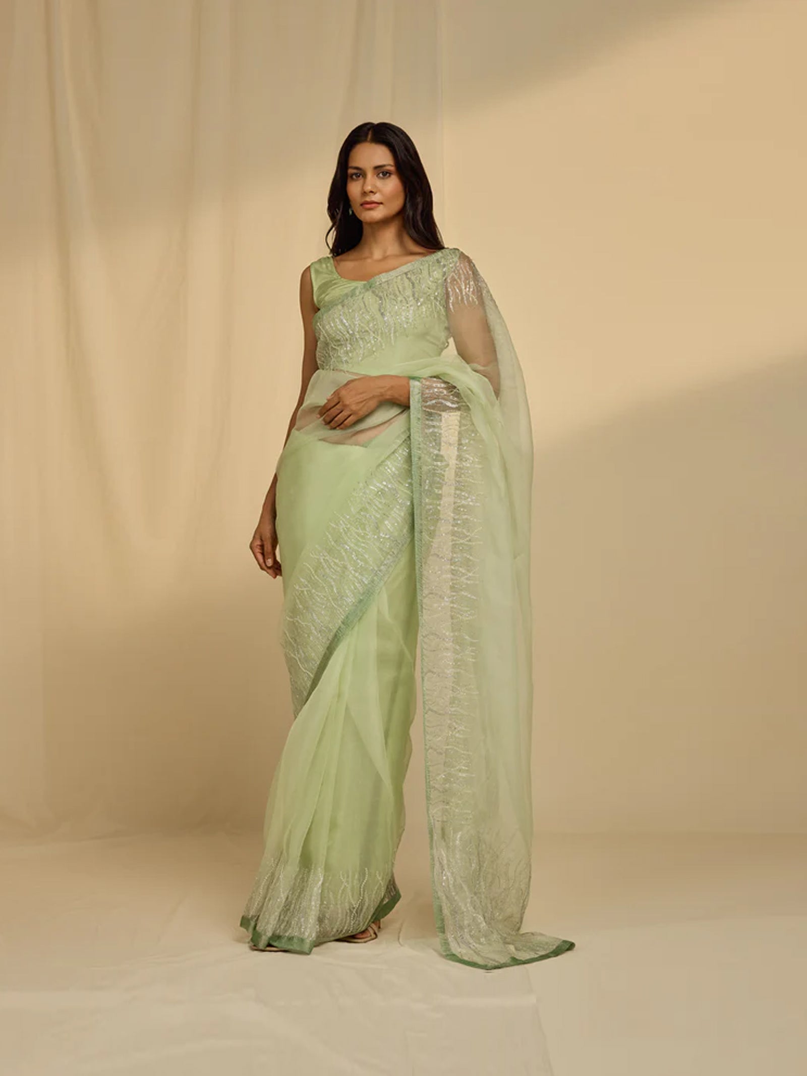 Lightening Mint Organza Saree
