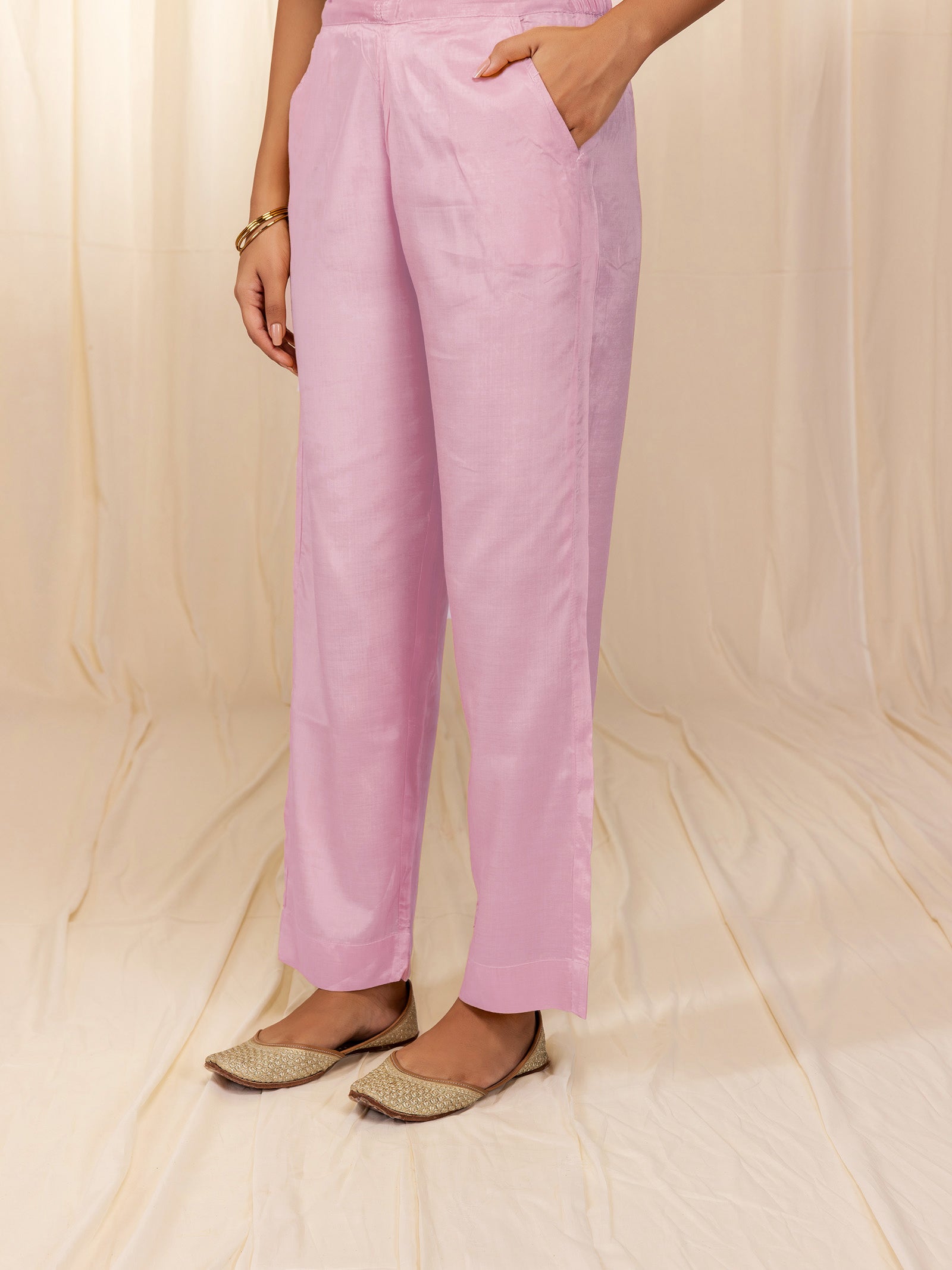 Naturals Lilac Bamboo Silk Straight Pants