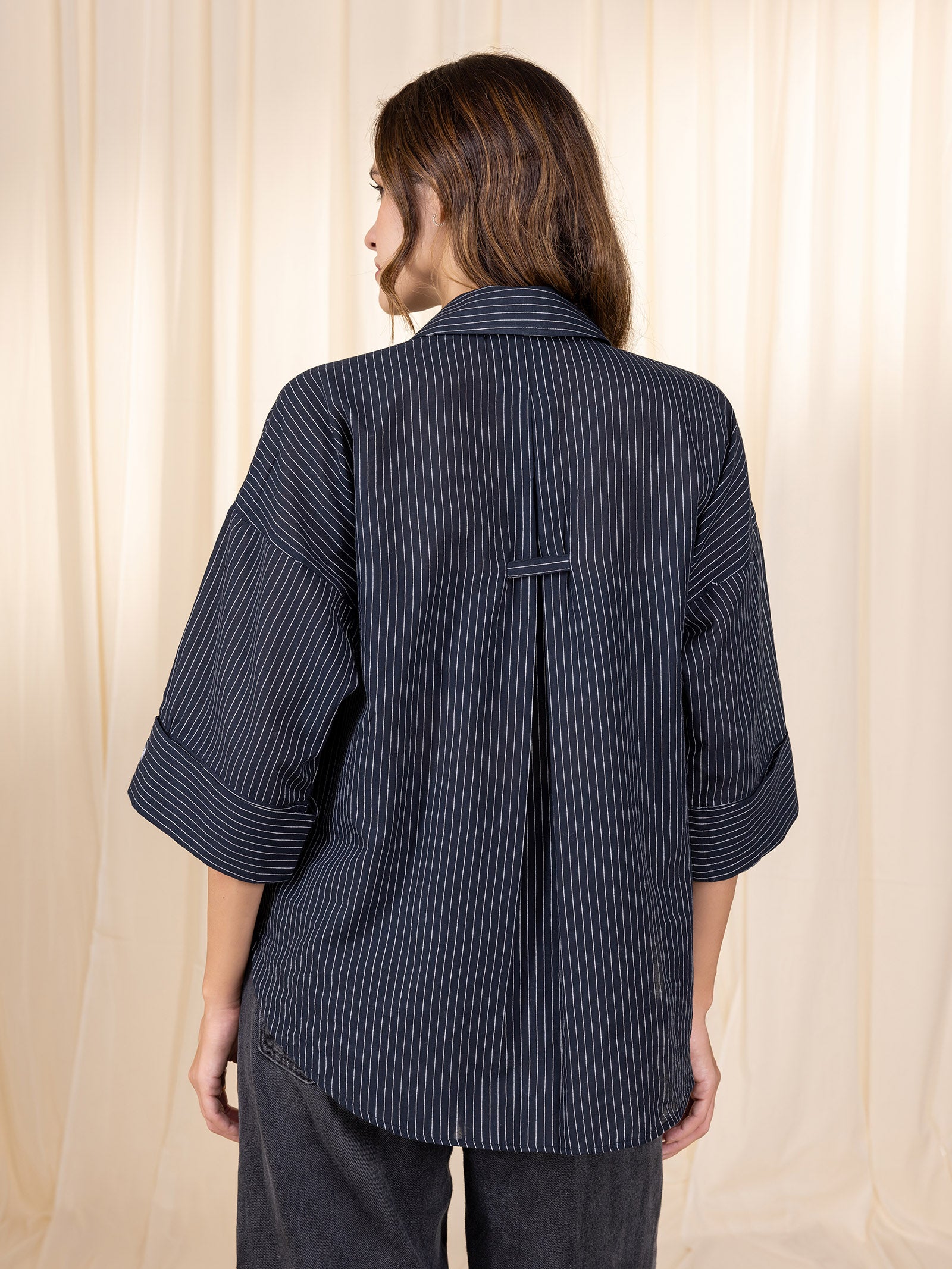 Maasai Mara Handloom Cotton Shirt - Black Palm