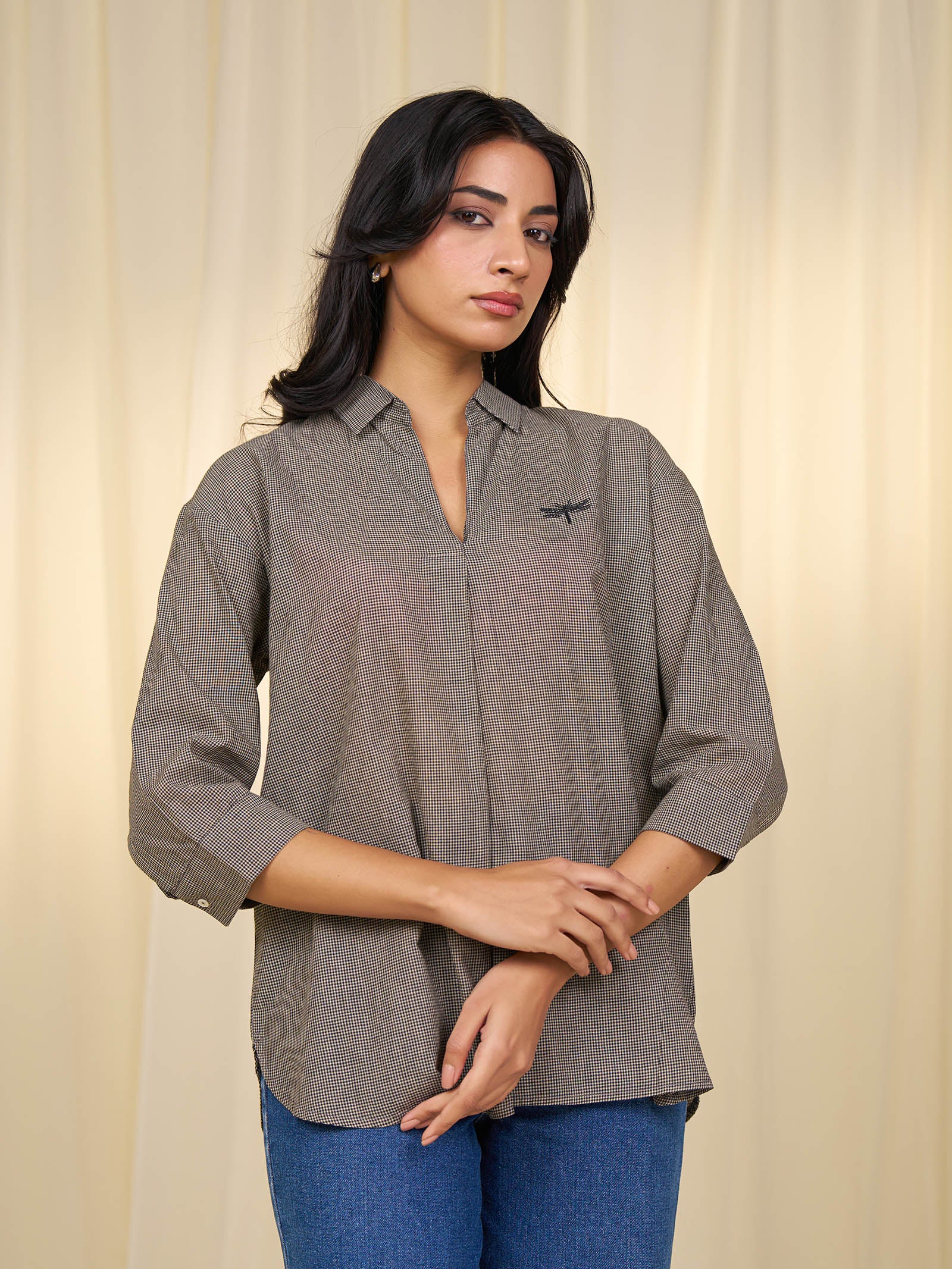 Maasai Mara Handloom Cotton Shirt - Brown