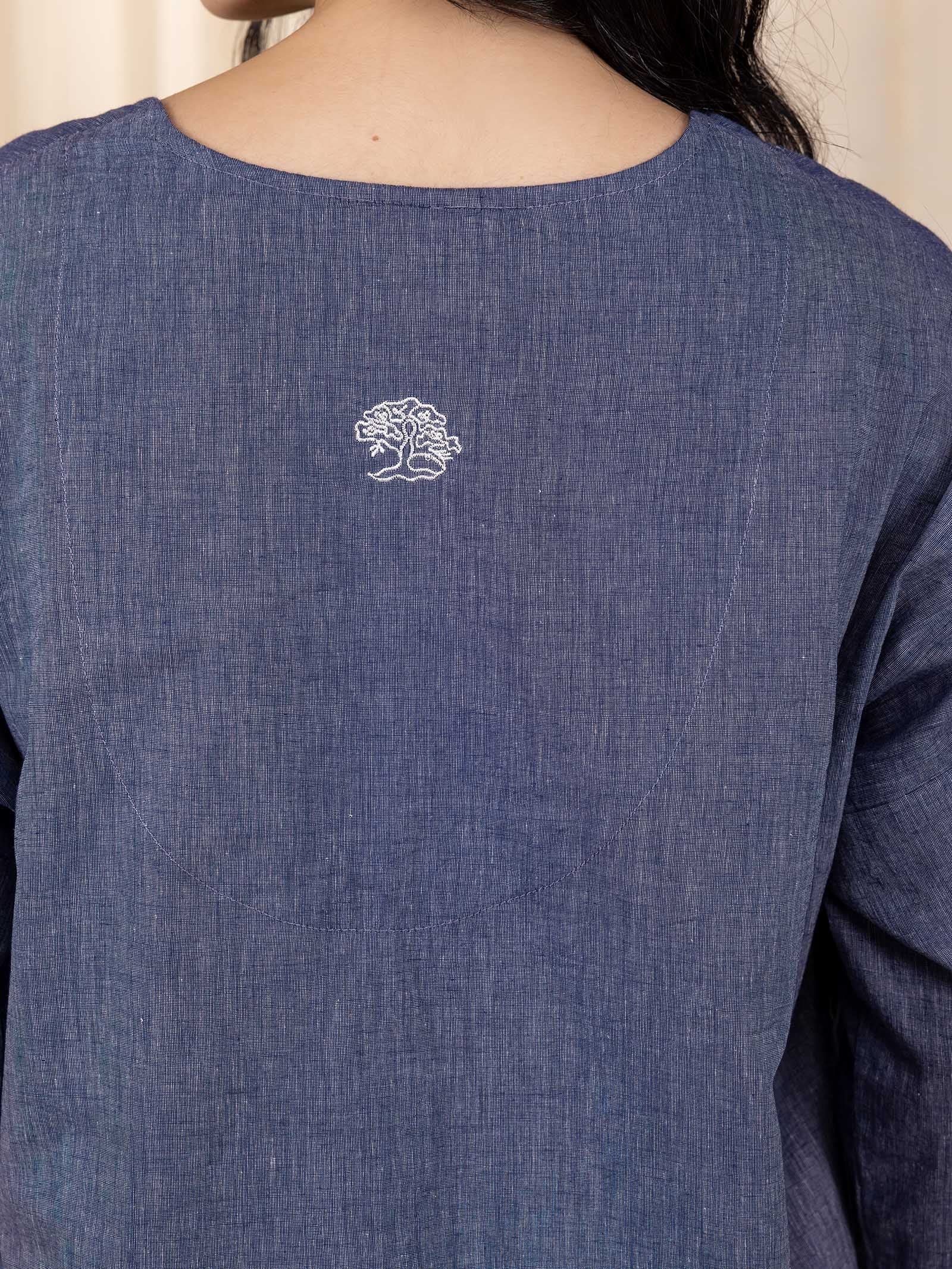 Maasai Mara Handloom Cotton Shirt - Navy