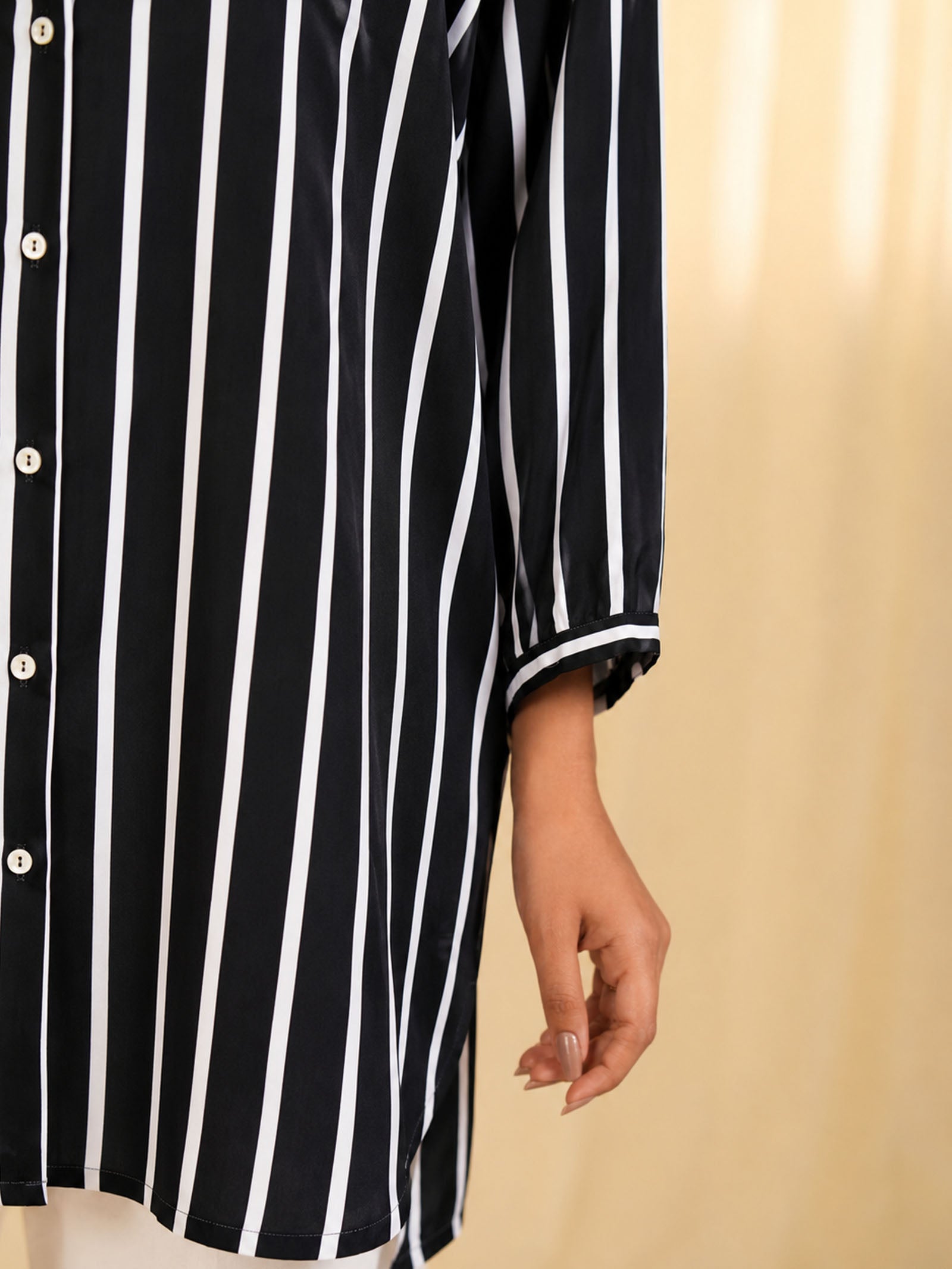 Madras Voile Shirt - Black Stripe