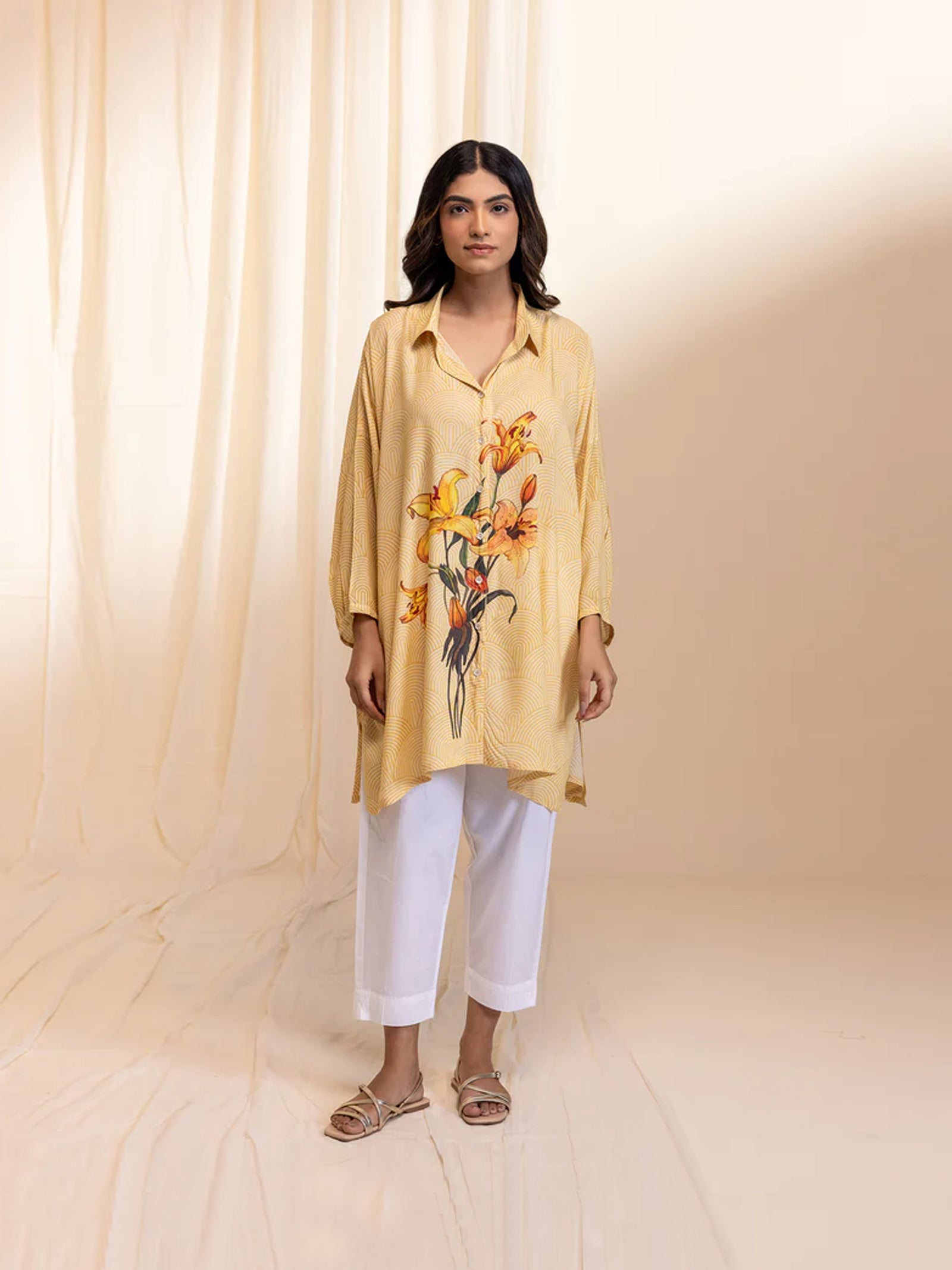Madras Modal Cotton Shirt - Florist Yellow