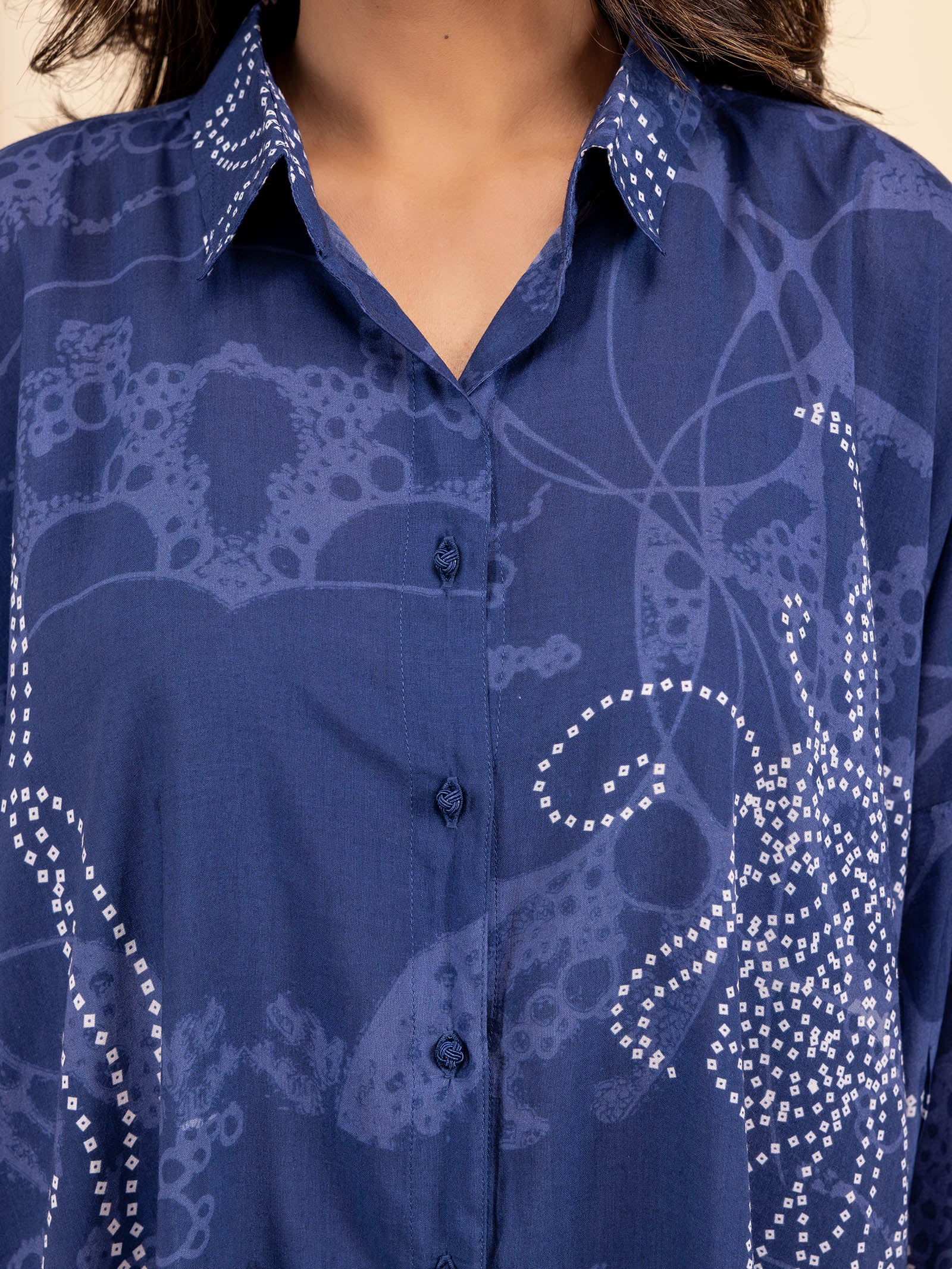 Madras Modal Shirt - Bandhani in Blue