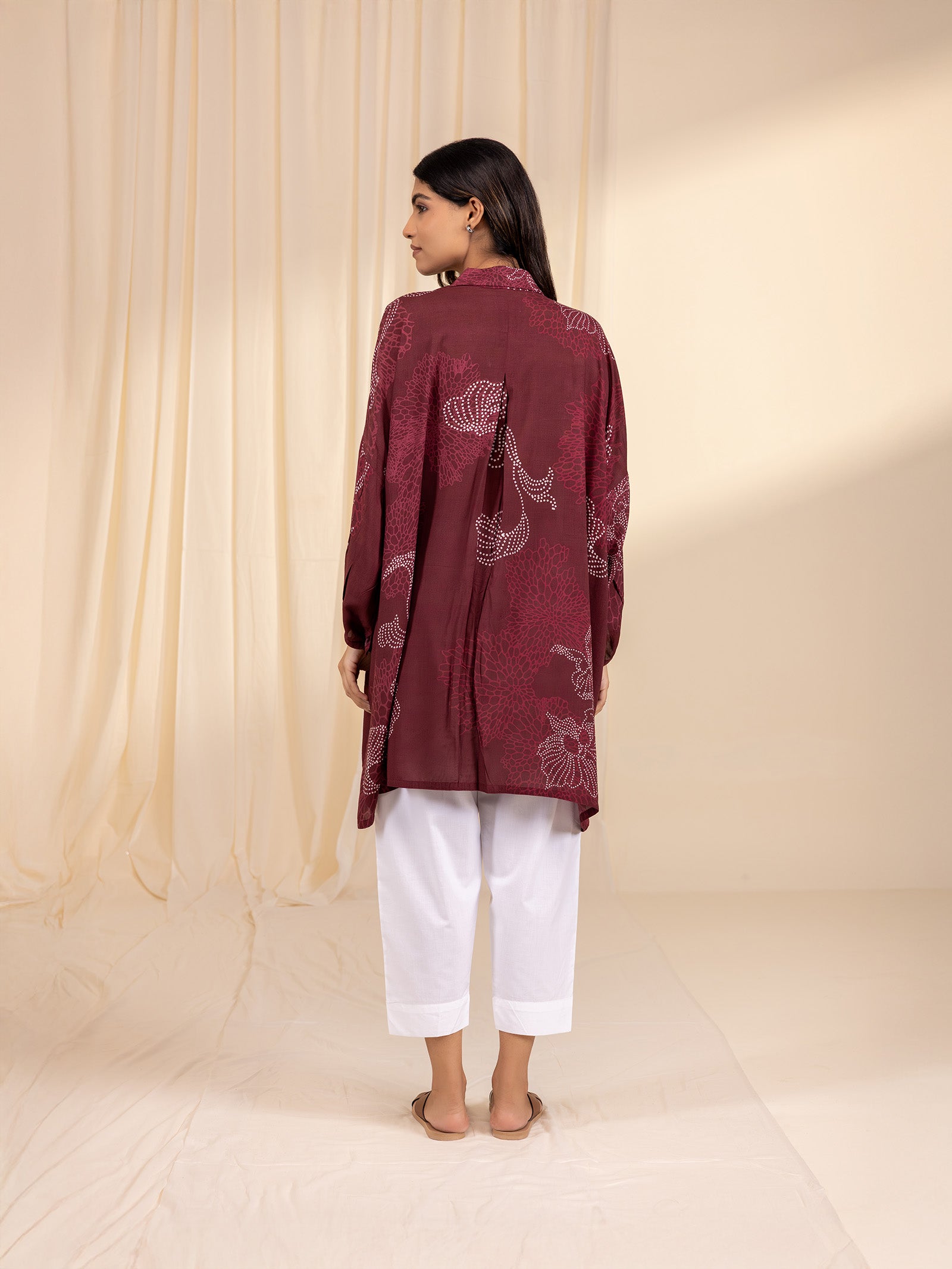 Madras Modal Shirt - Bandhani in Maroon
