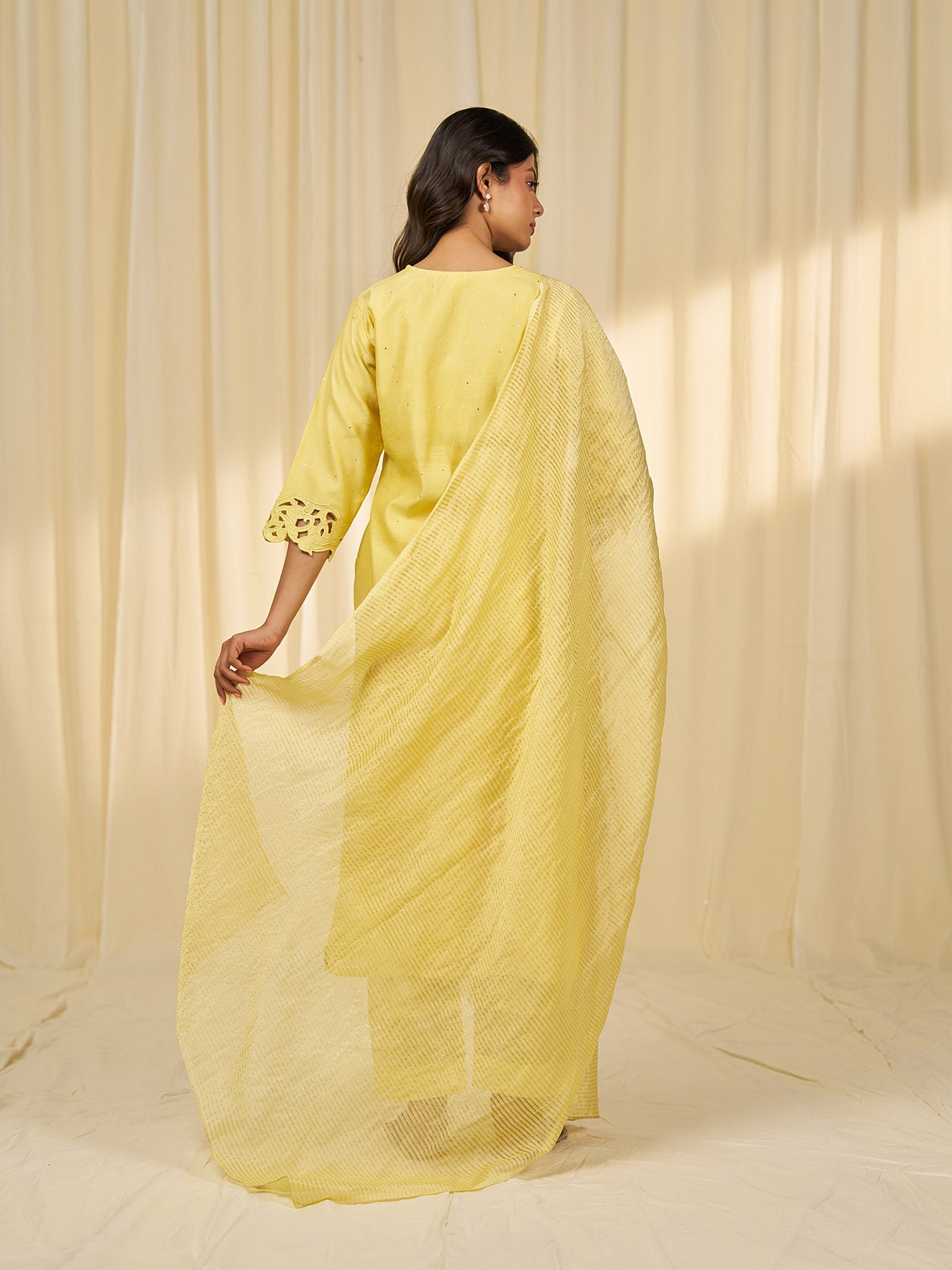 Marigold Cutwork Chanderi Dupatta