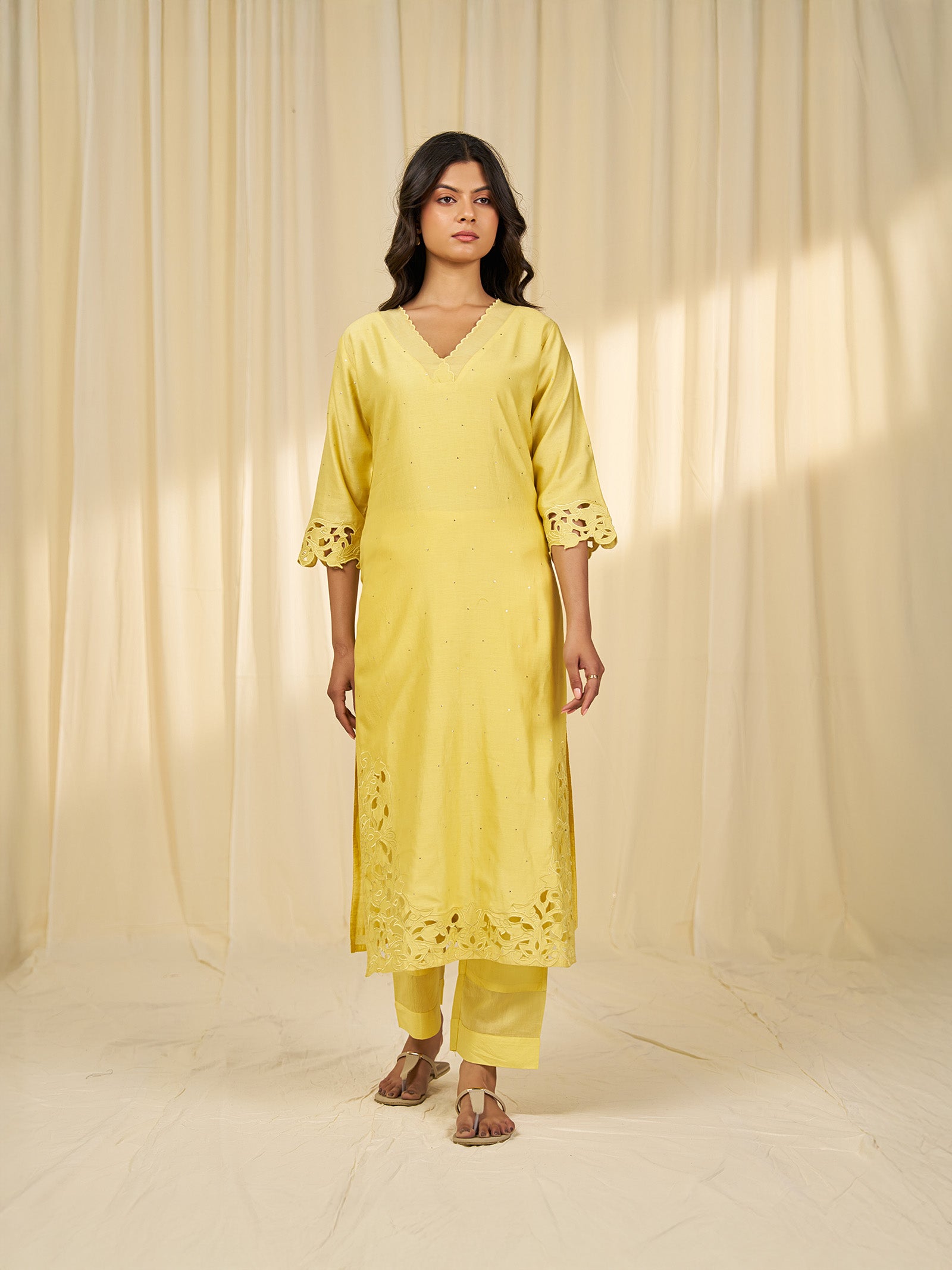 Marigold Cutwork Chanderi Kurta