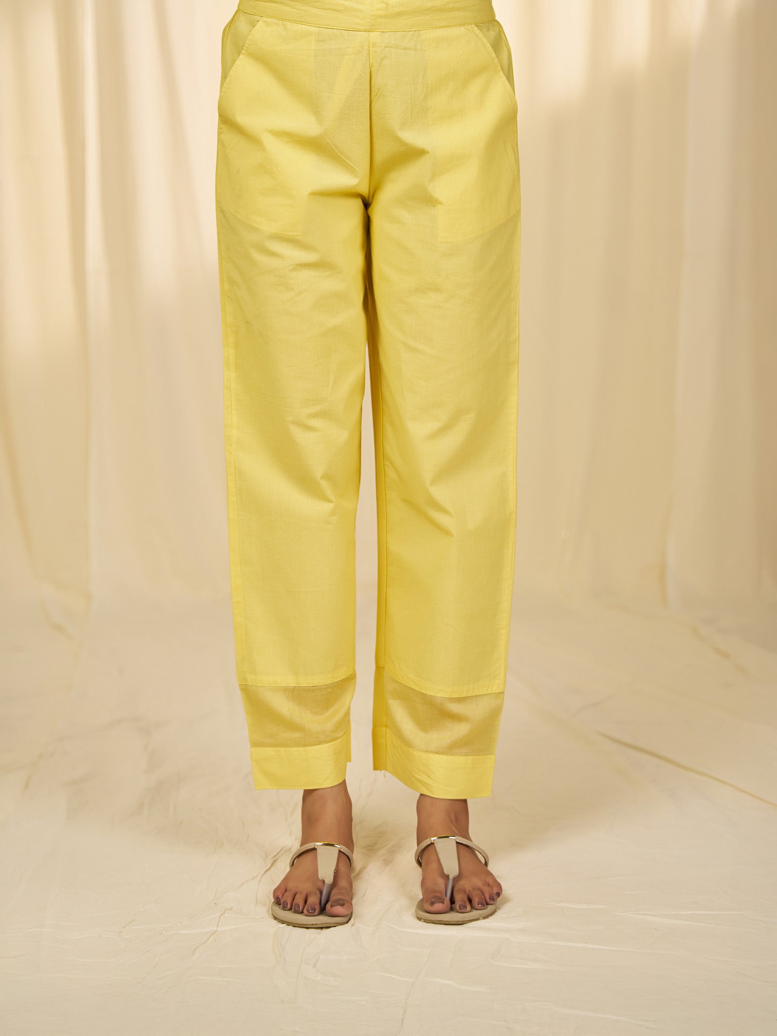 Marigold Cutwork Cotton Straight Pants
