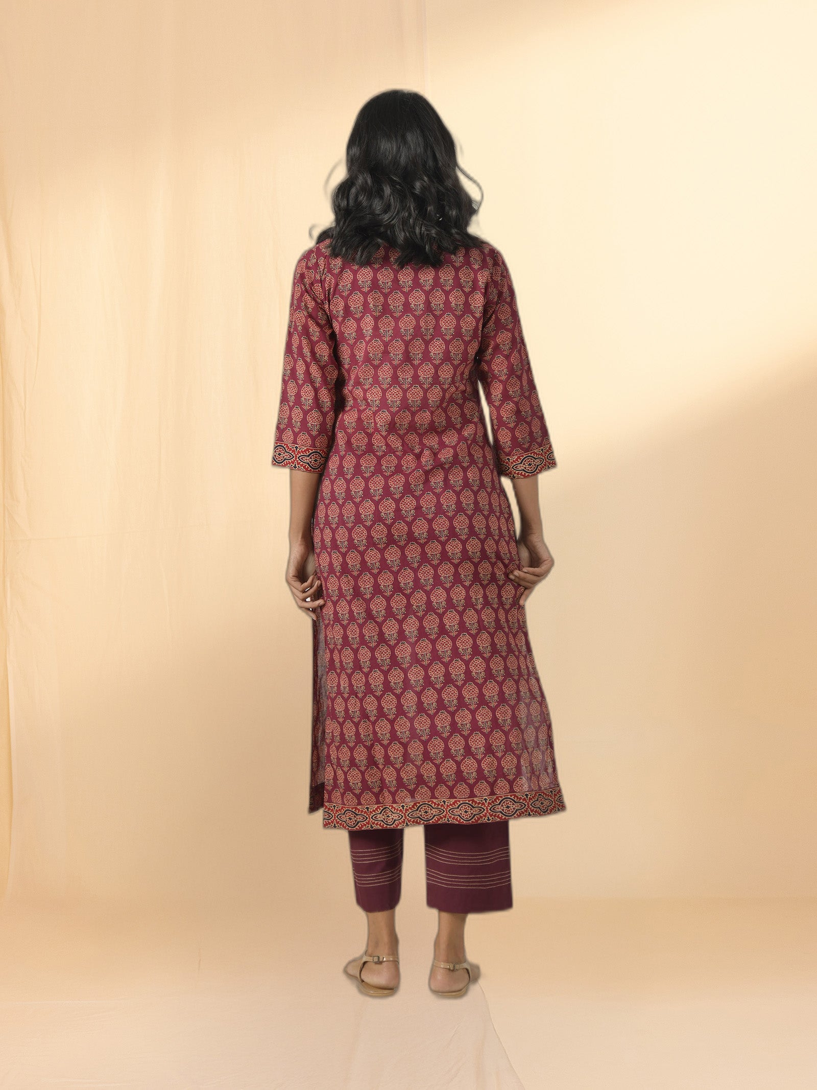 Maroon 6 Voile Kurta