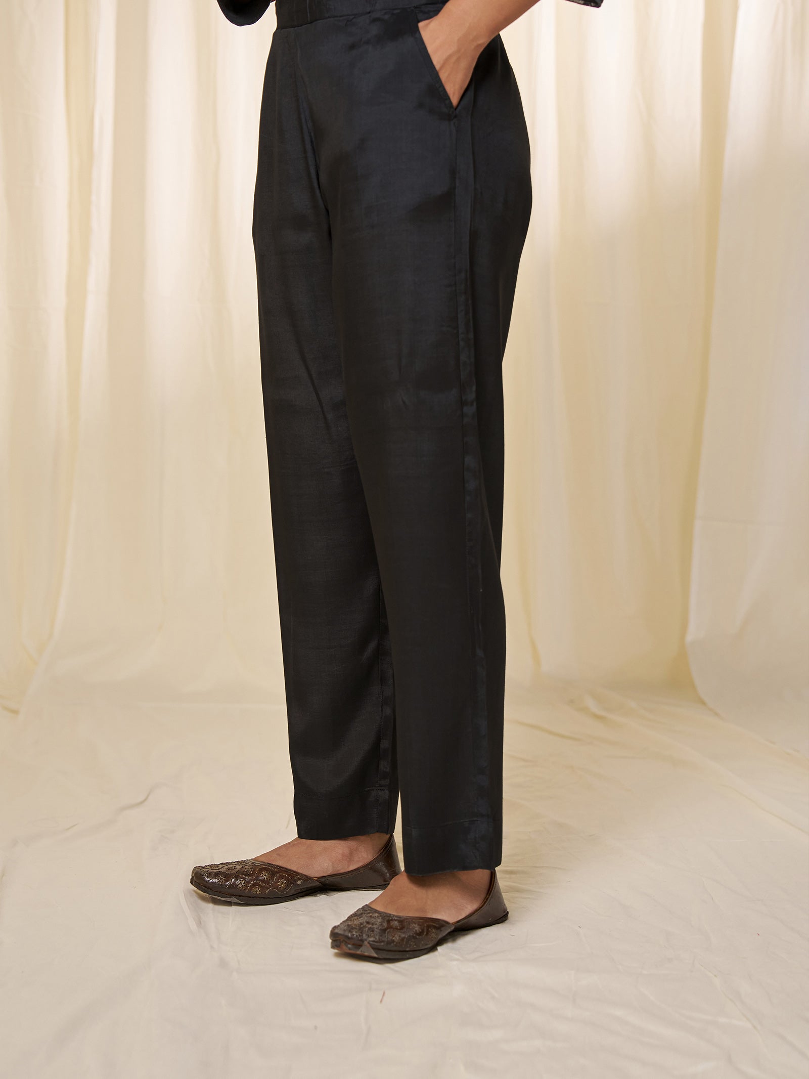 Maroon Tie N Dye Bamboo Silk Straight Pants