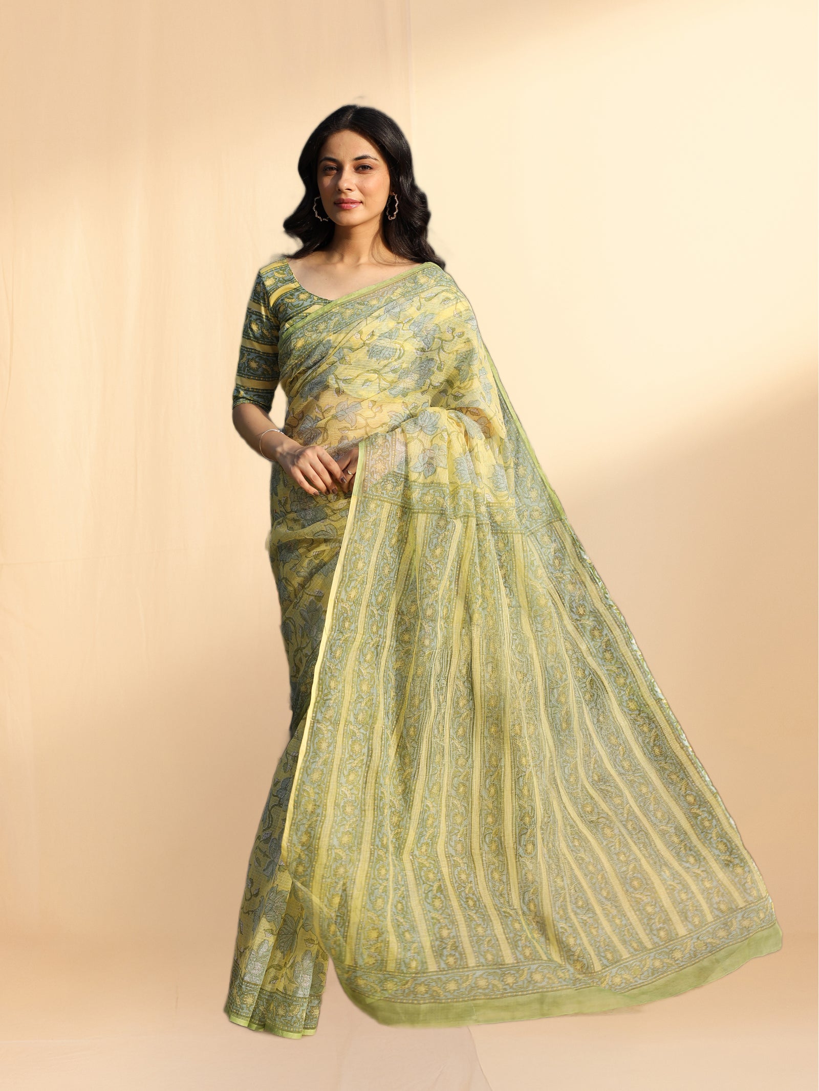 Mellow Yellow Kota Saree