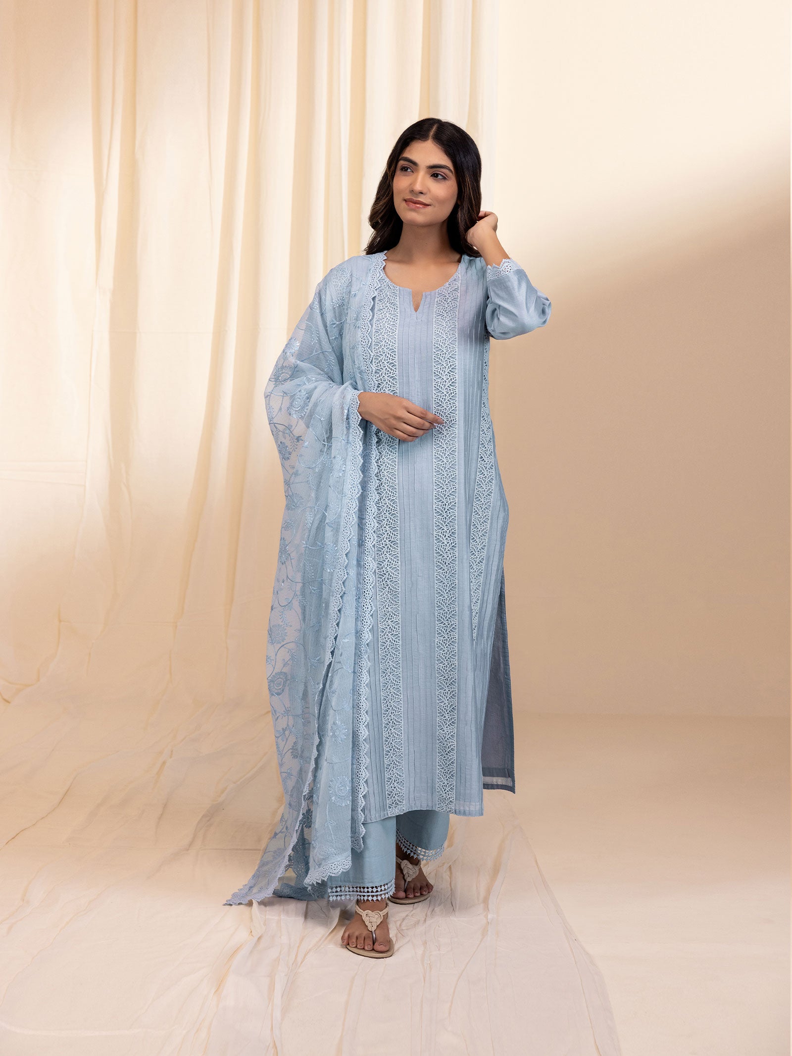 Mist Chanderi Kurta
