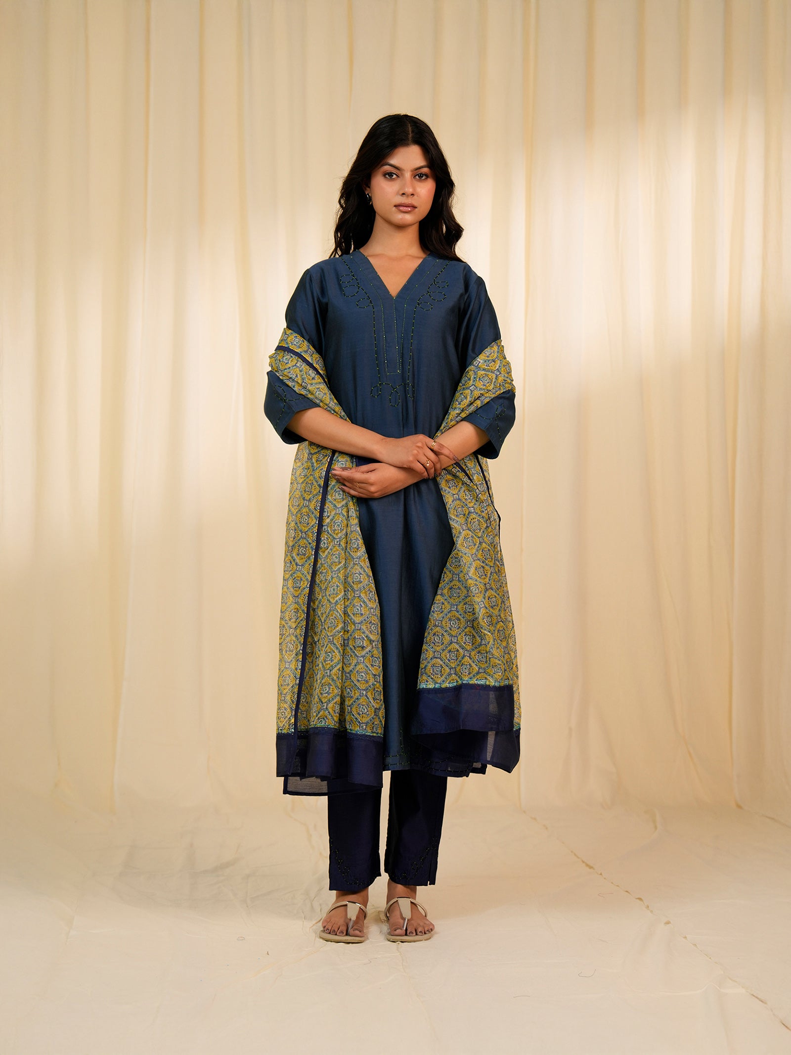 Monsoon Marigold Kota Silk Dupatta