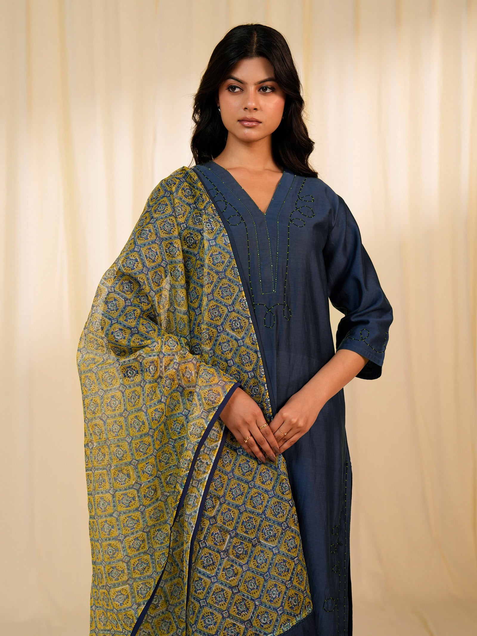 Monsoon Marigold Kota Silk Dupatta