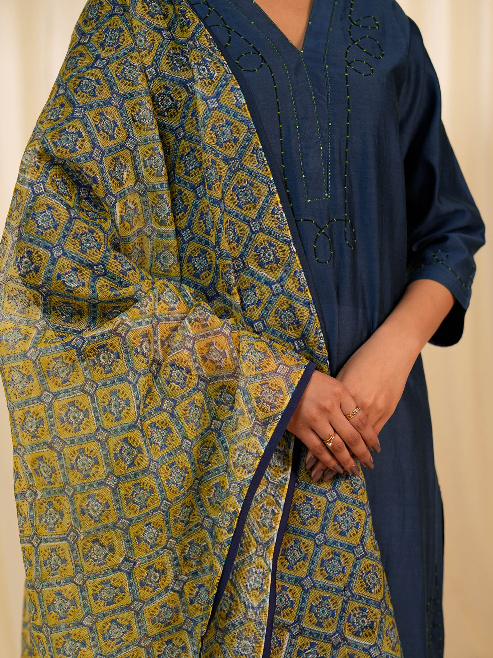 Monsoon Marigold Kota Silk Dupatta