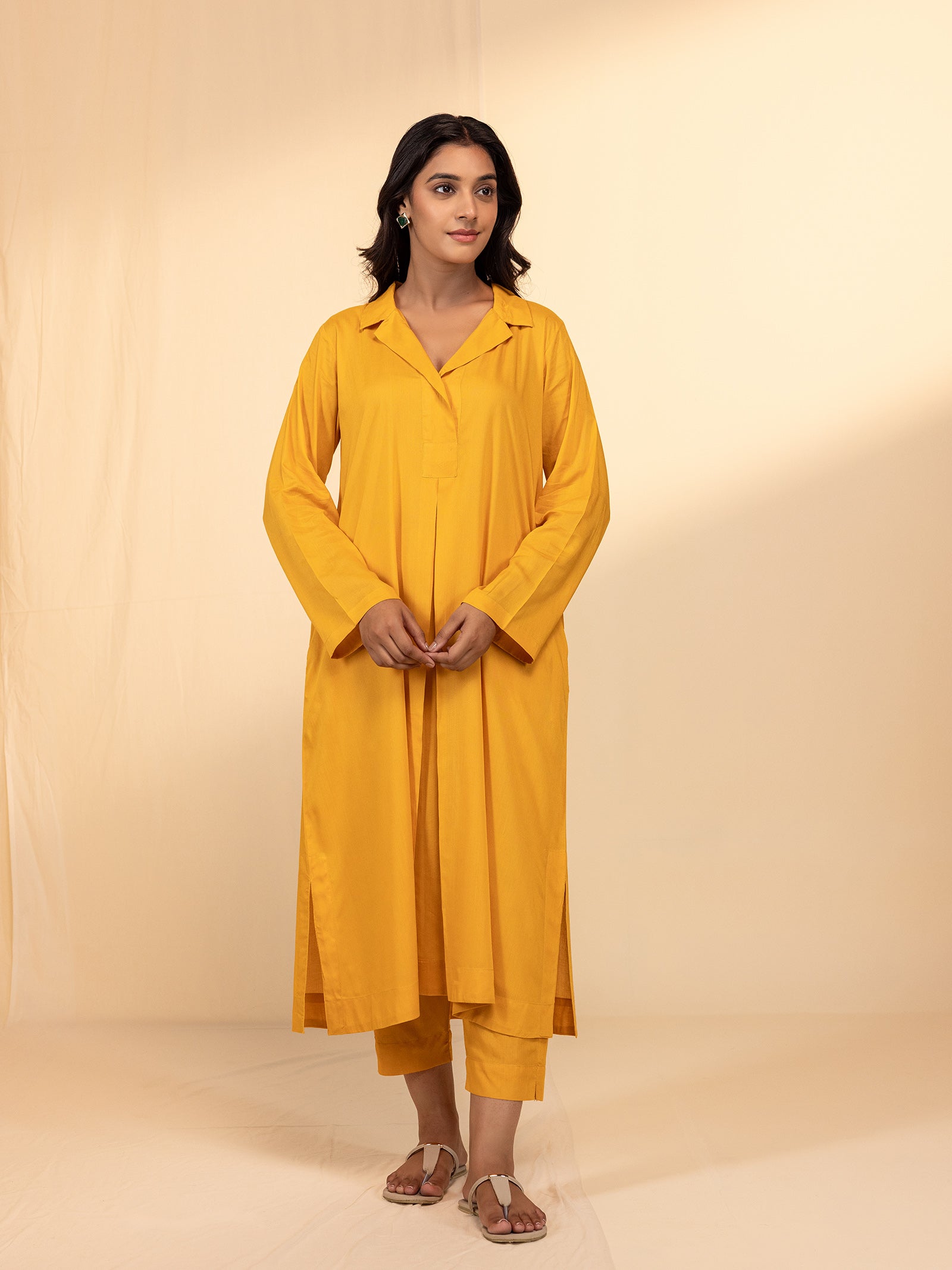 Mustard Melody Viscose Cotton Twin Set (Set Of 2 Pcs)