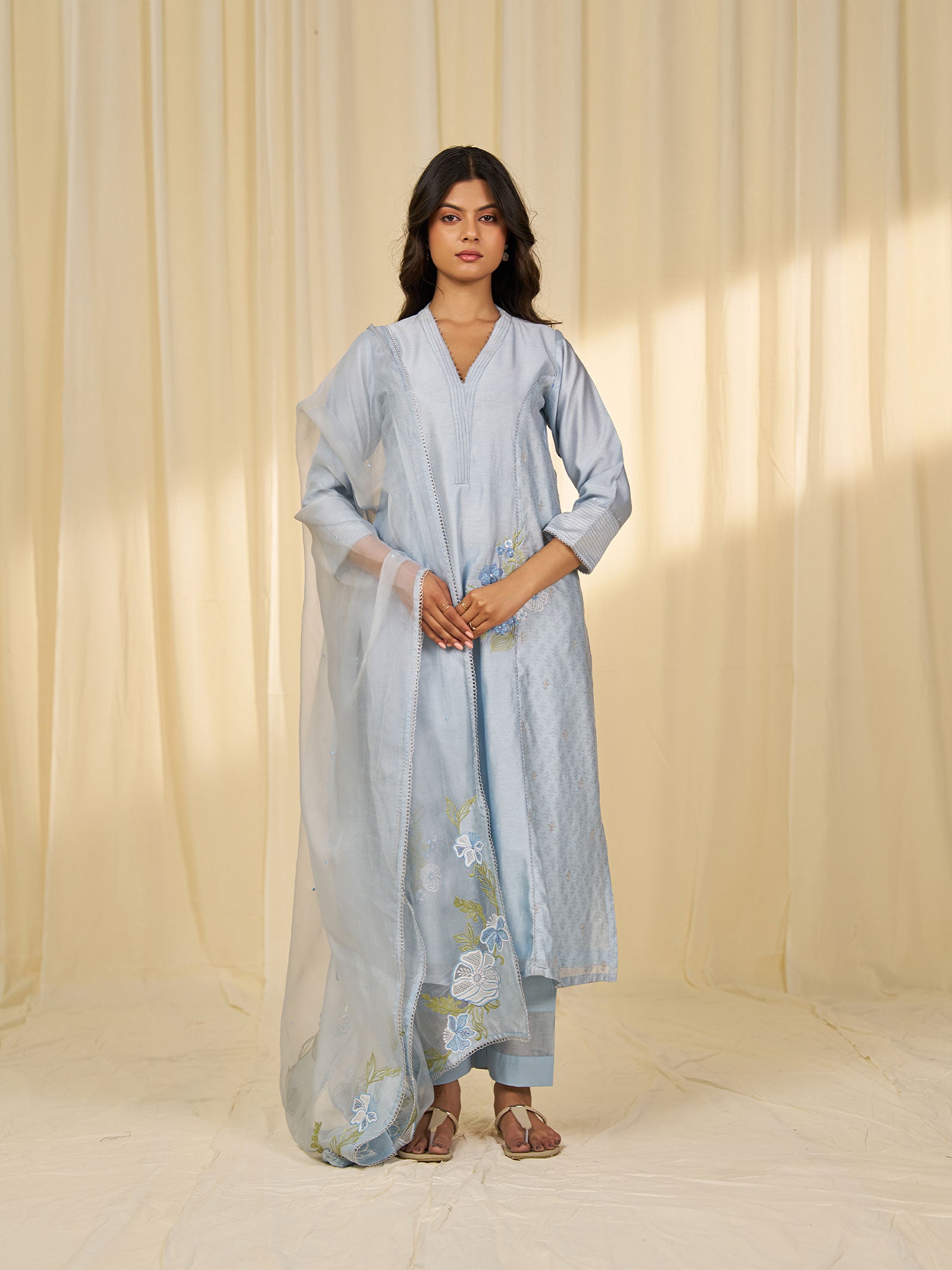 Naturals Blue Chanderi Kurta