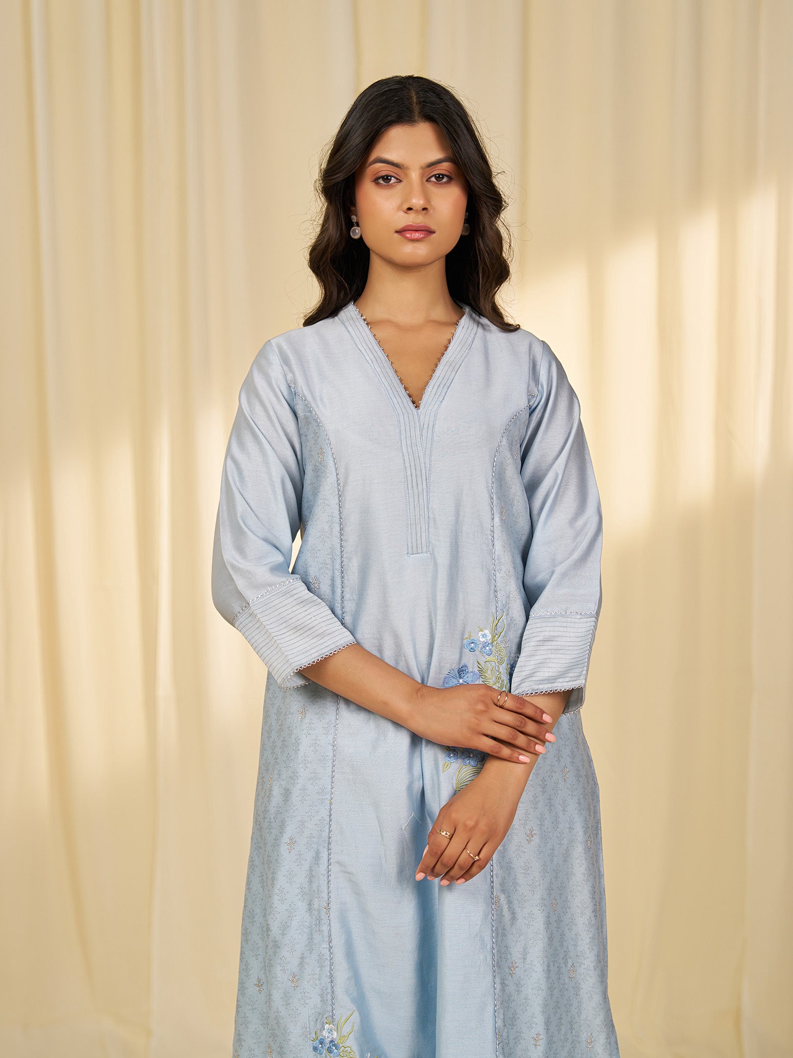 Naturals Blue Chanderi Kurta