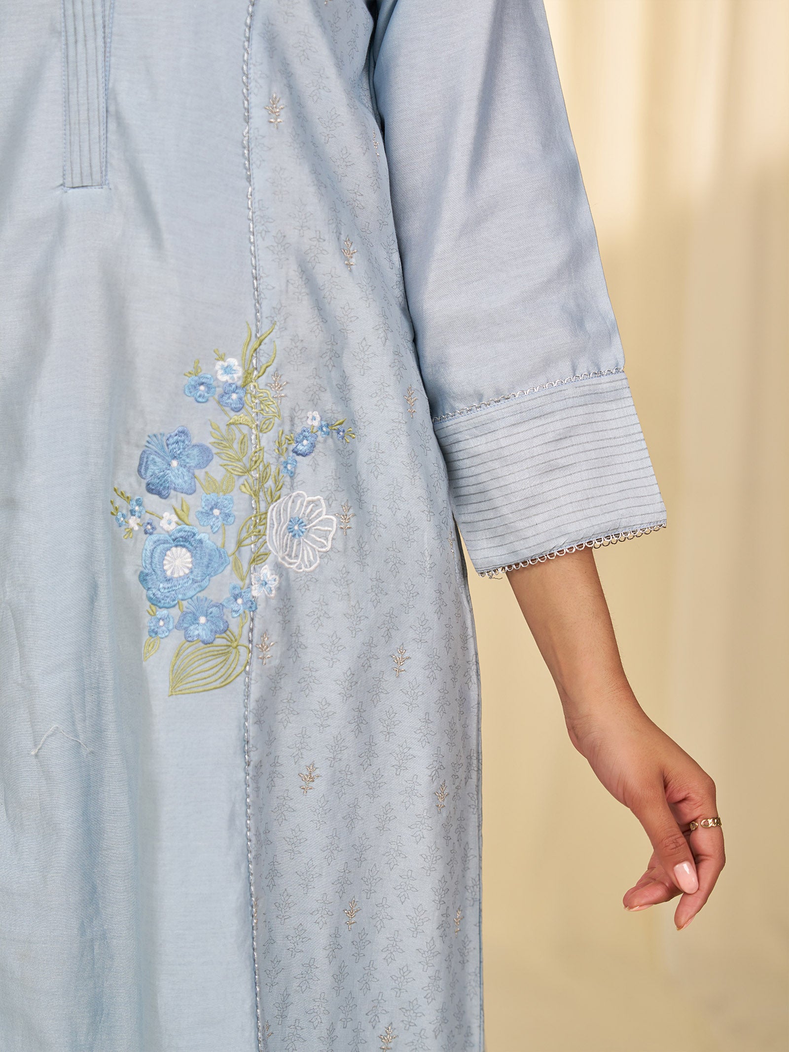Naturals Blue Chanderi Kurta