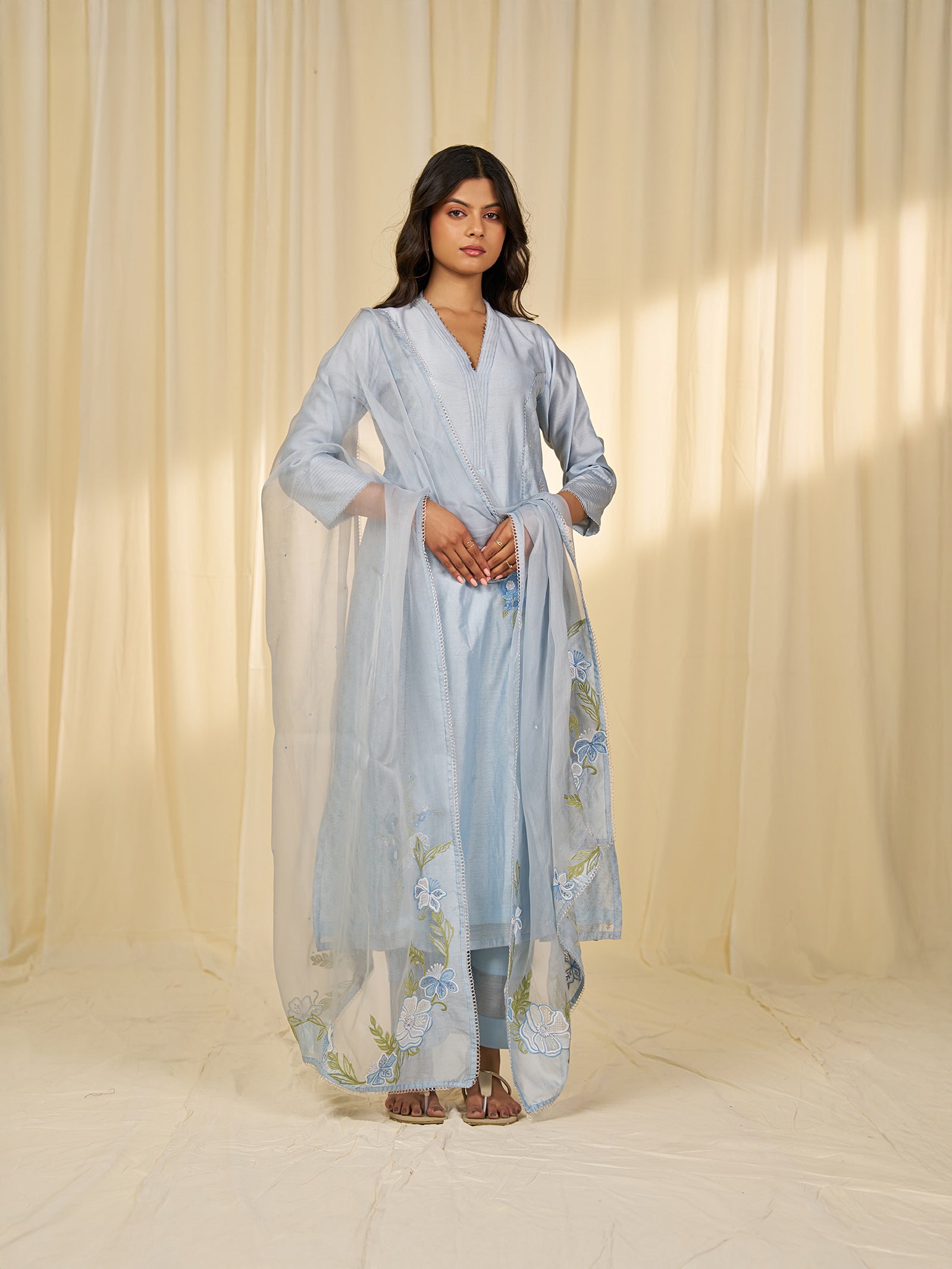 Naturals Blue Organza Dupatta