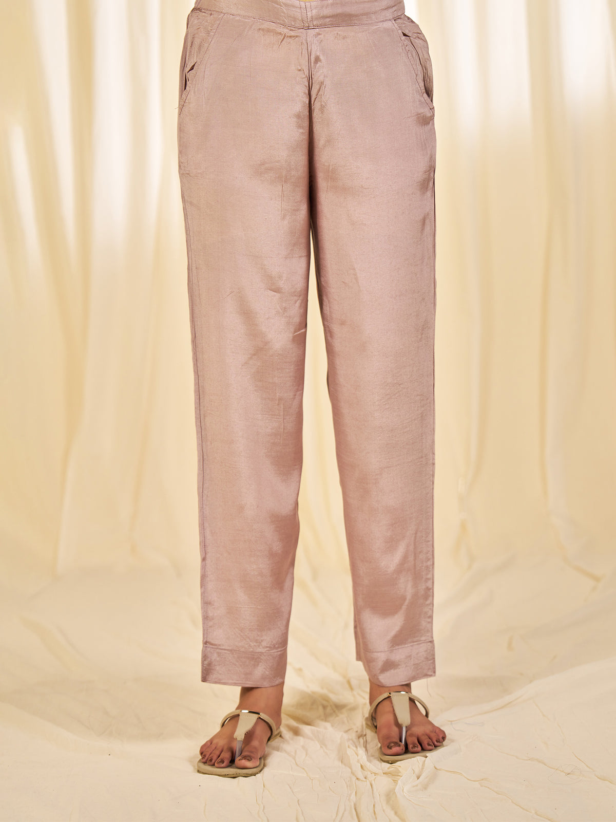 Naturals Grey Bamboo Silk Straight Pants