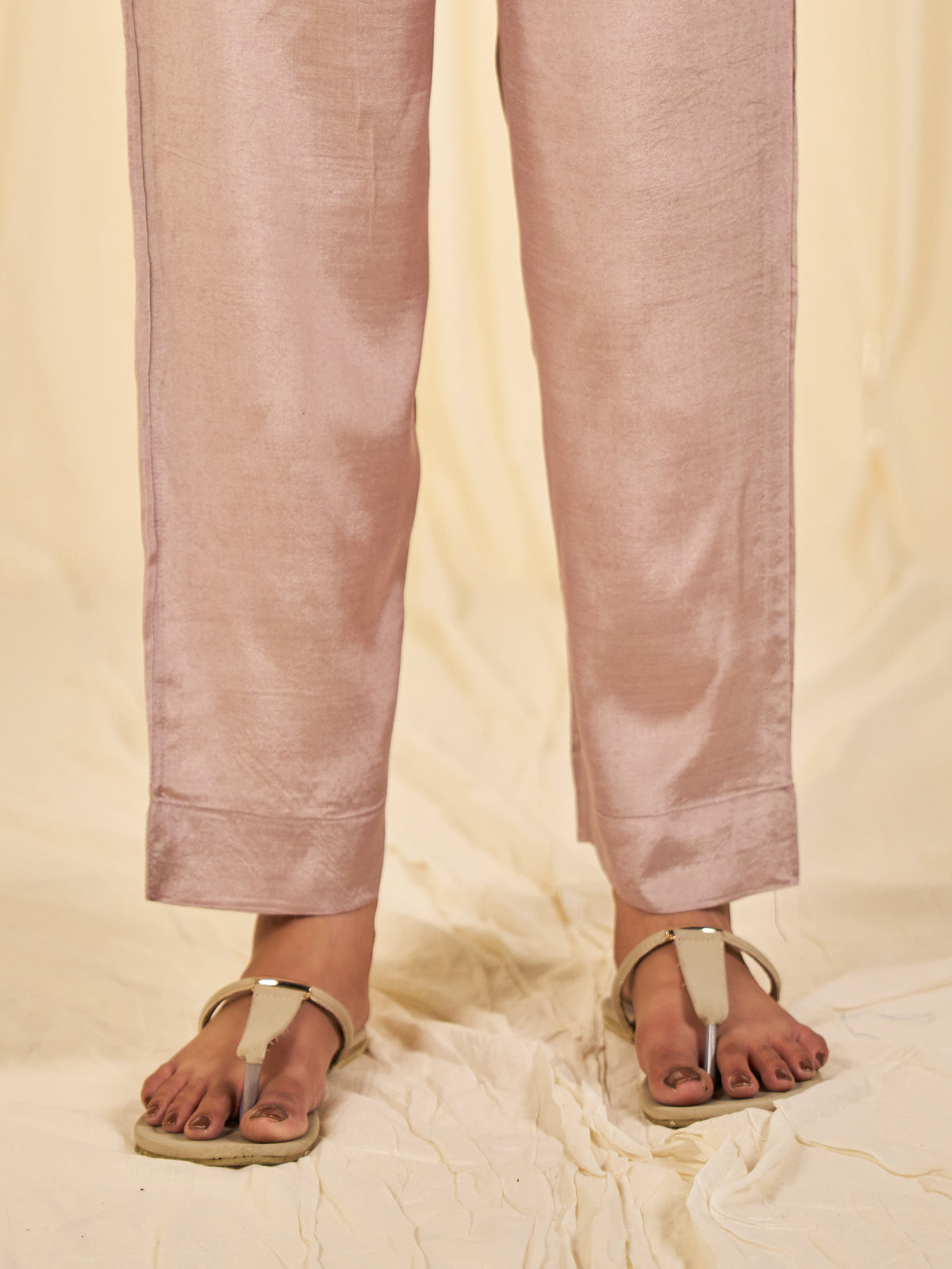 Naturals Grey Bamboo Silk Straight Pants