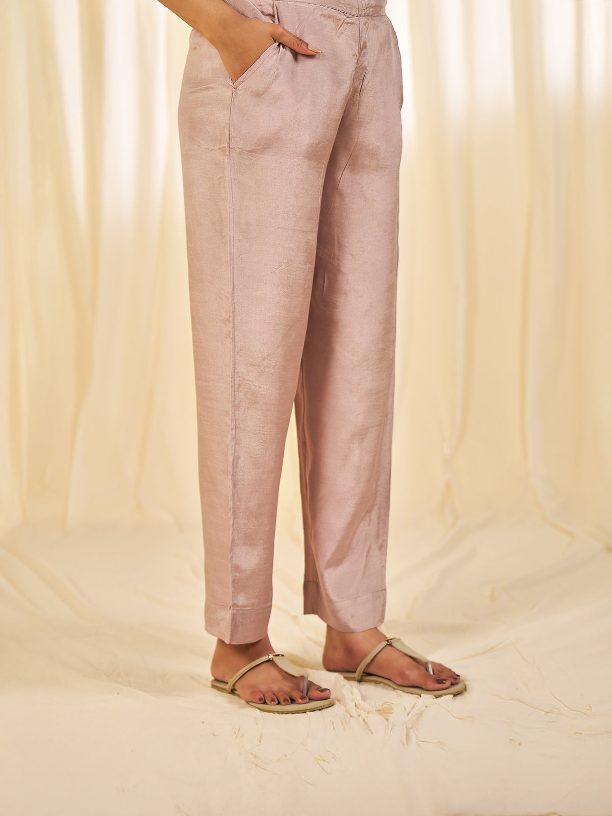 Naturals Grey Bamboo Silk Straight Pants