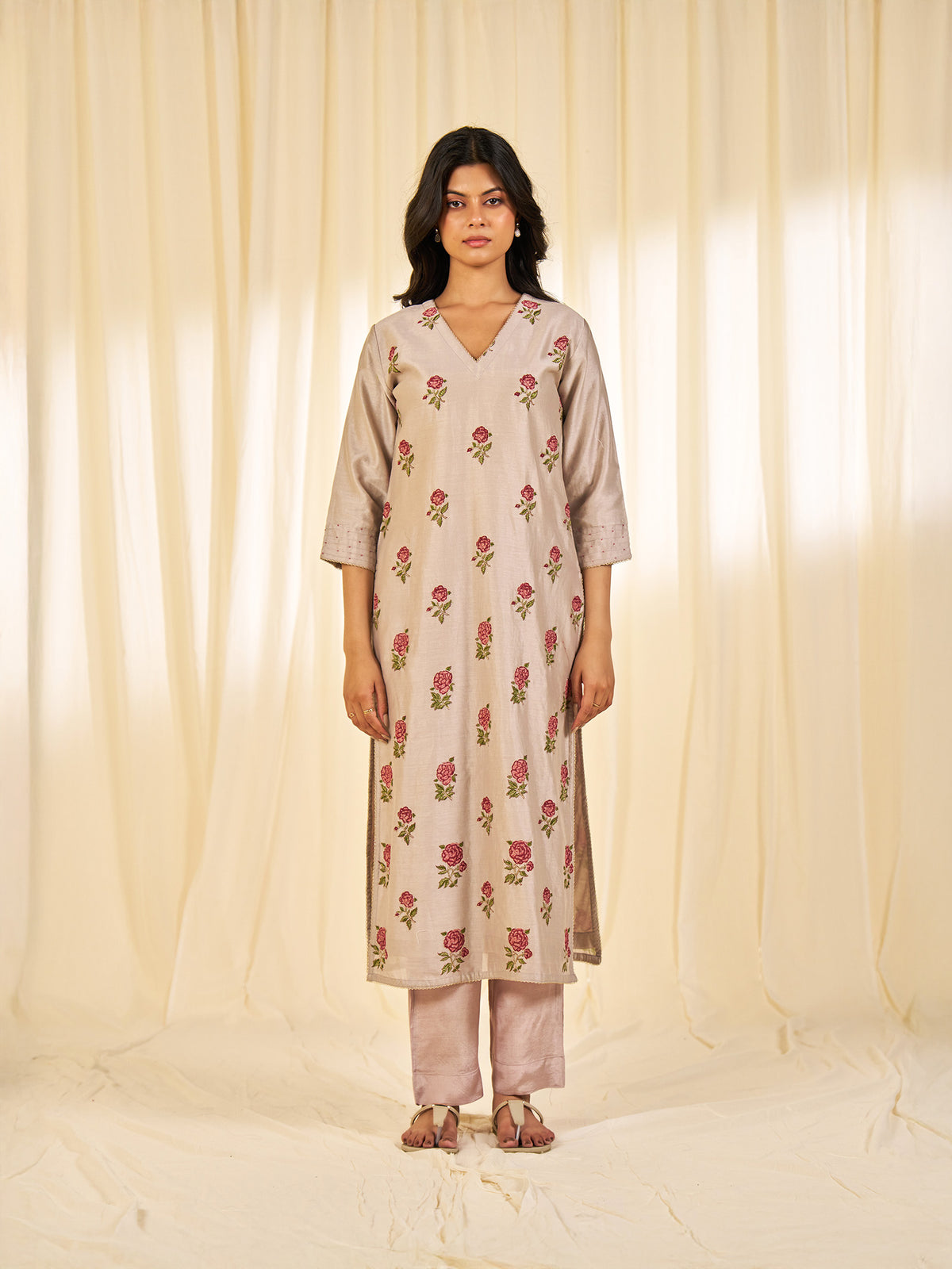 Naturals Grey Chanderi Kurta