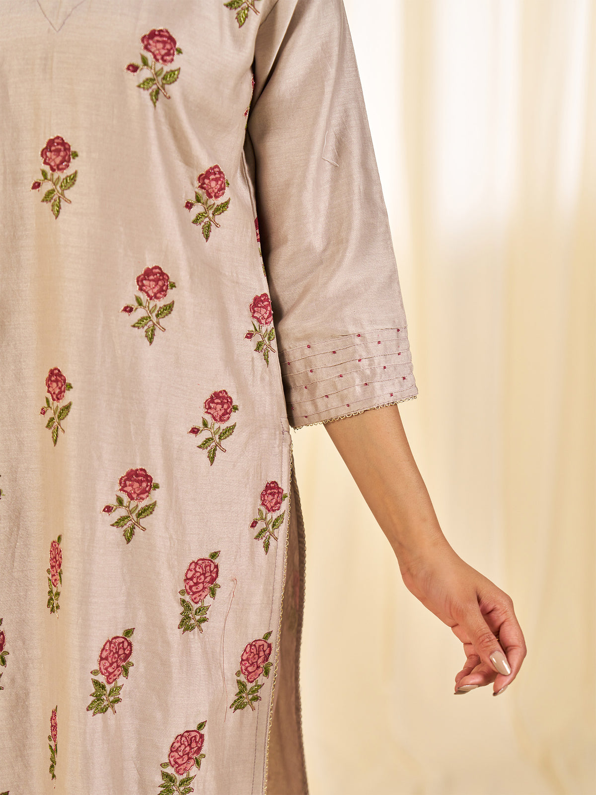 Naturals Grey Chanderi Kurta