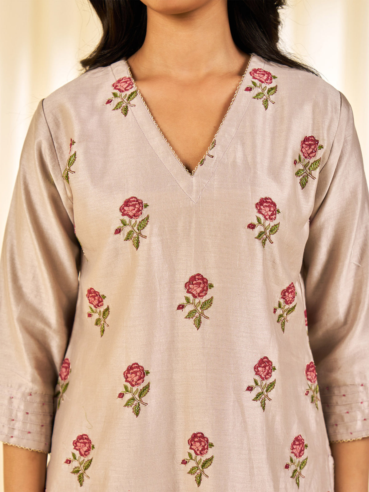 Naturals Grey Chanderi Kurta