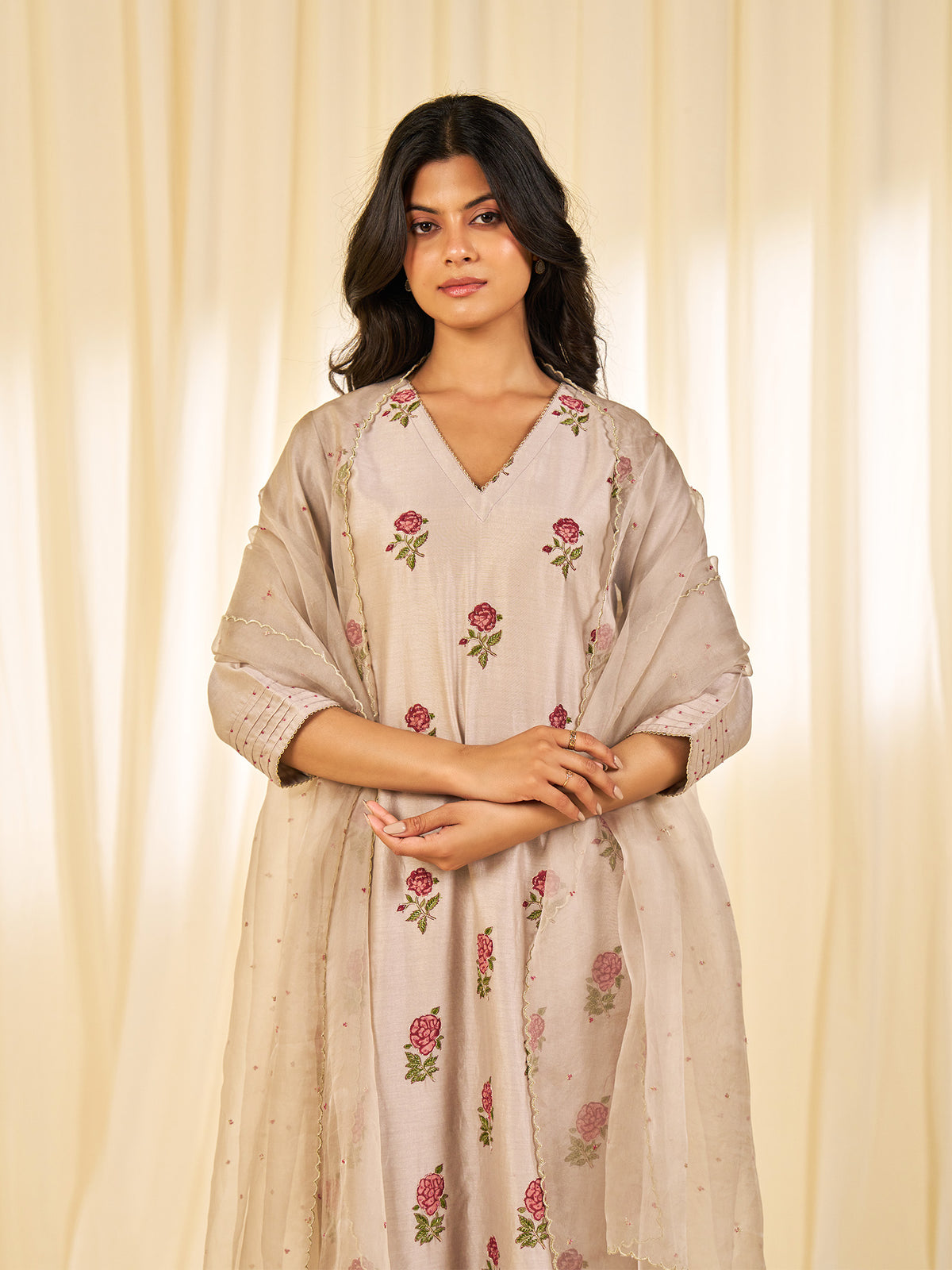 Naturals Grey Organza Dupatta