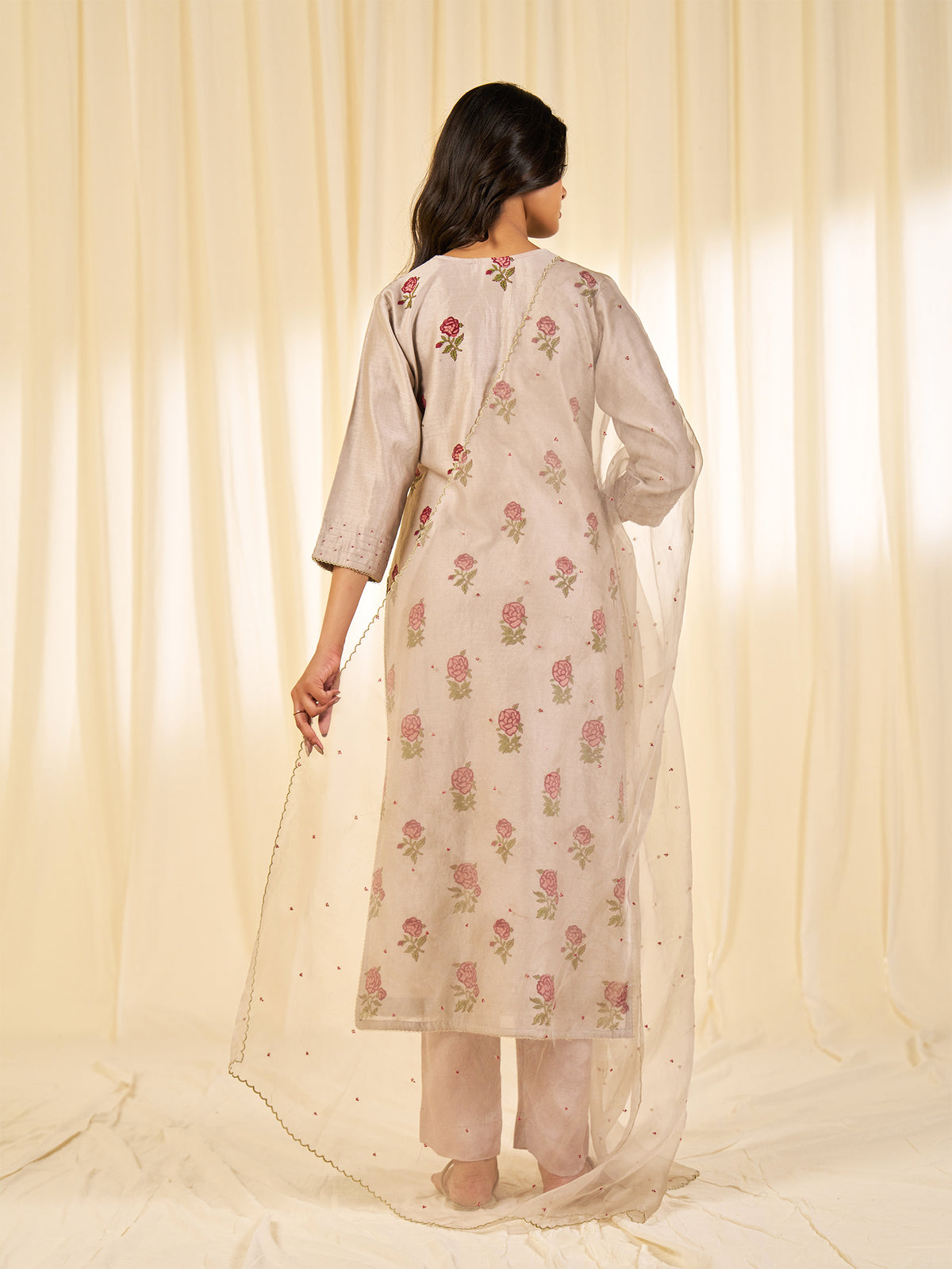 Naturals Grey Organza Dupatta
