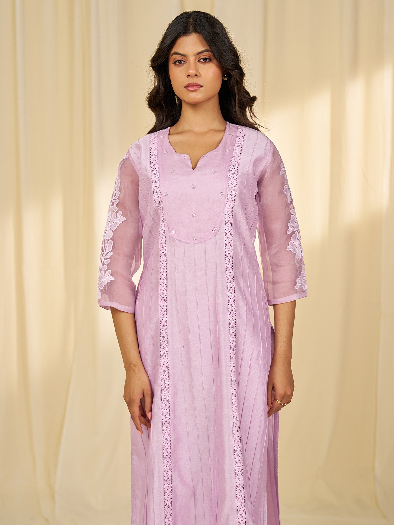 Naturals Lilac Chanderi Kurta