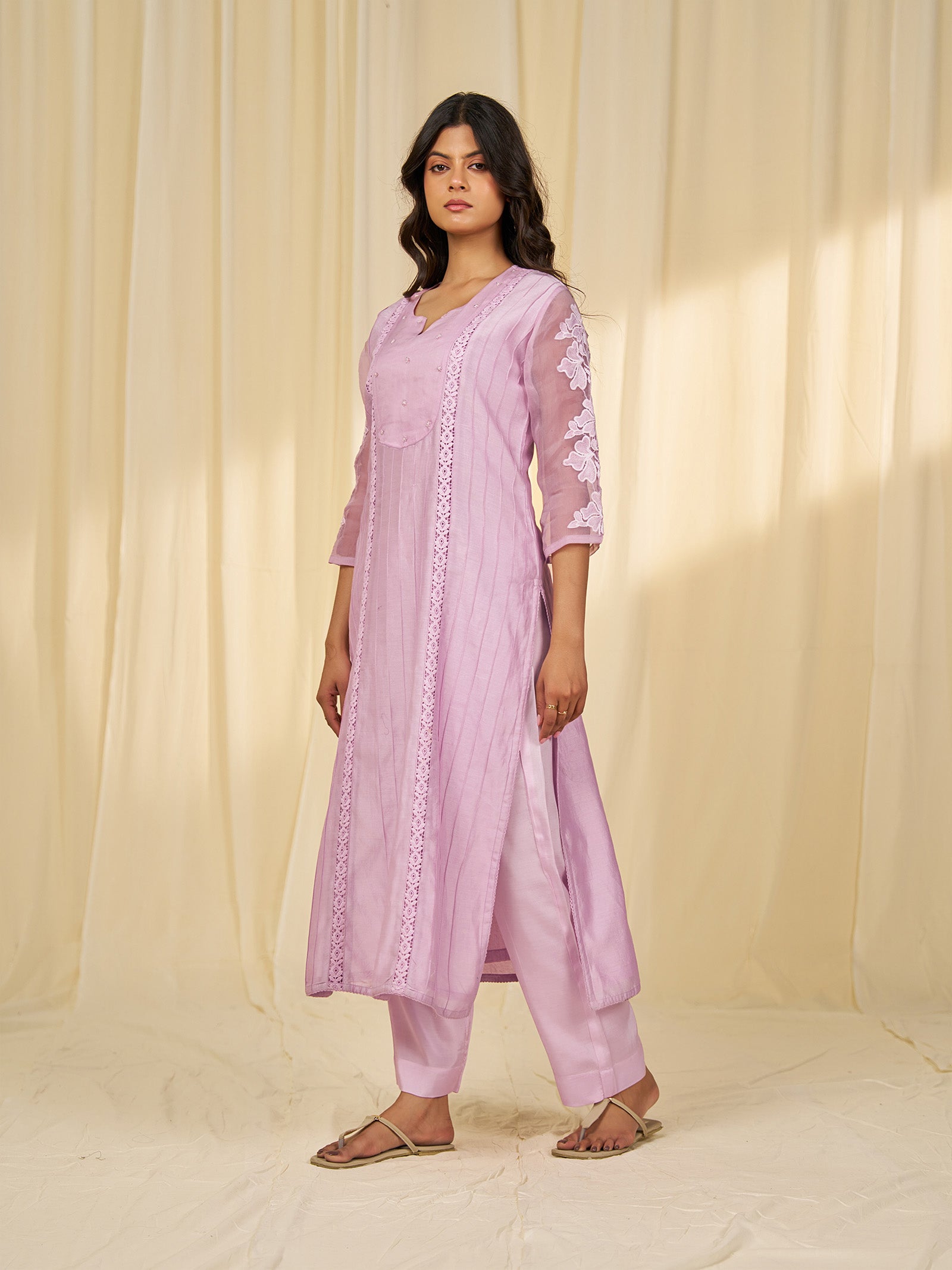 Naturals Lilac Chanderi Kurta