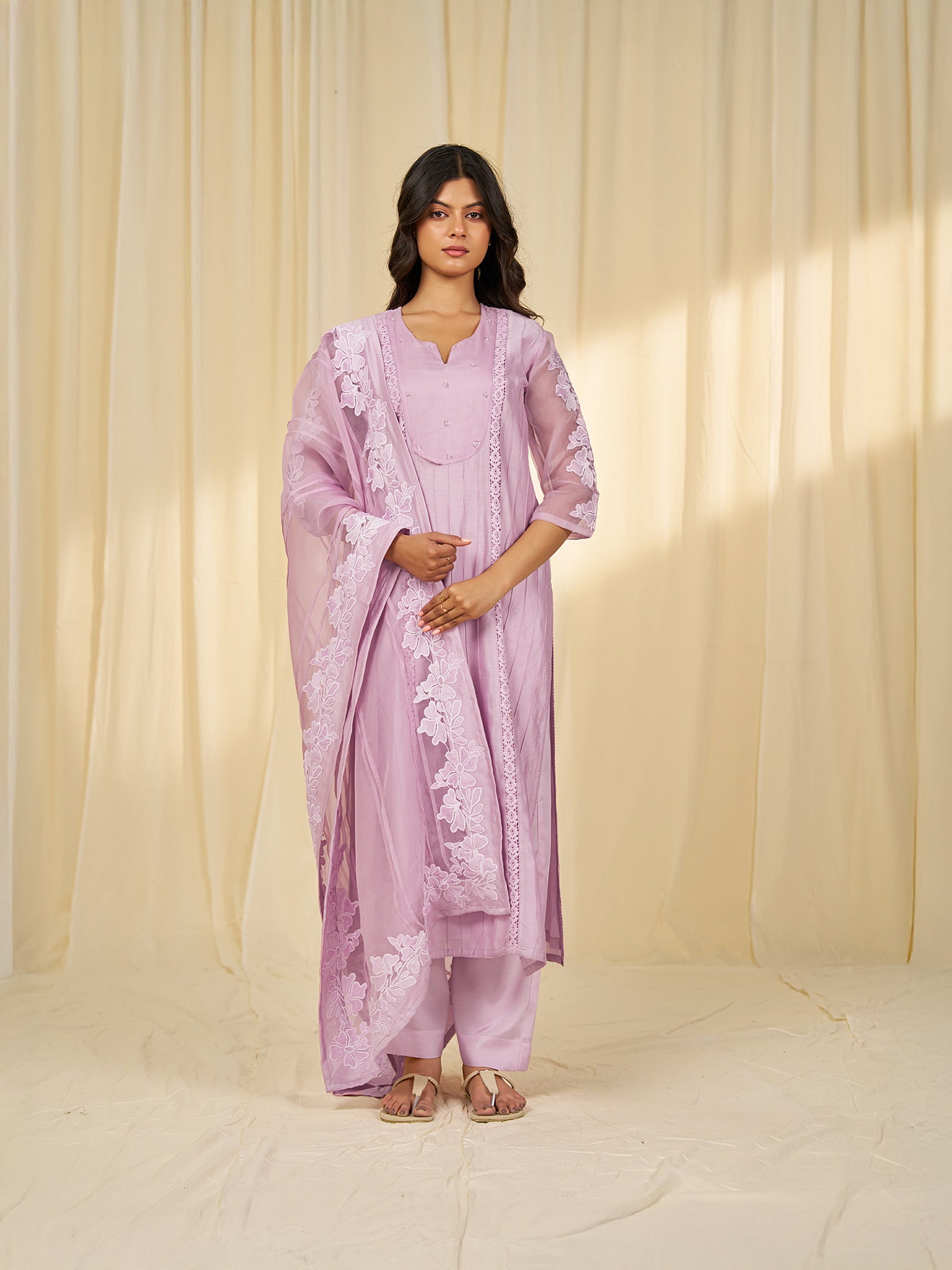 Naturals Lilac Organza Dupatta