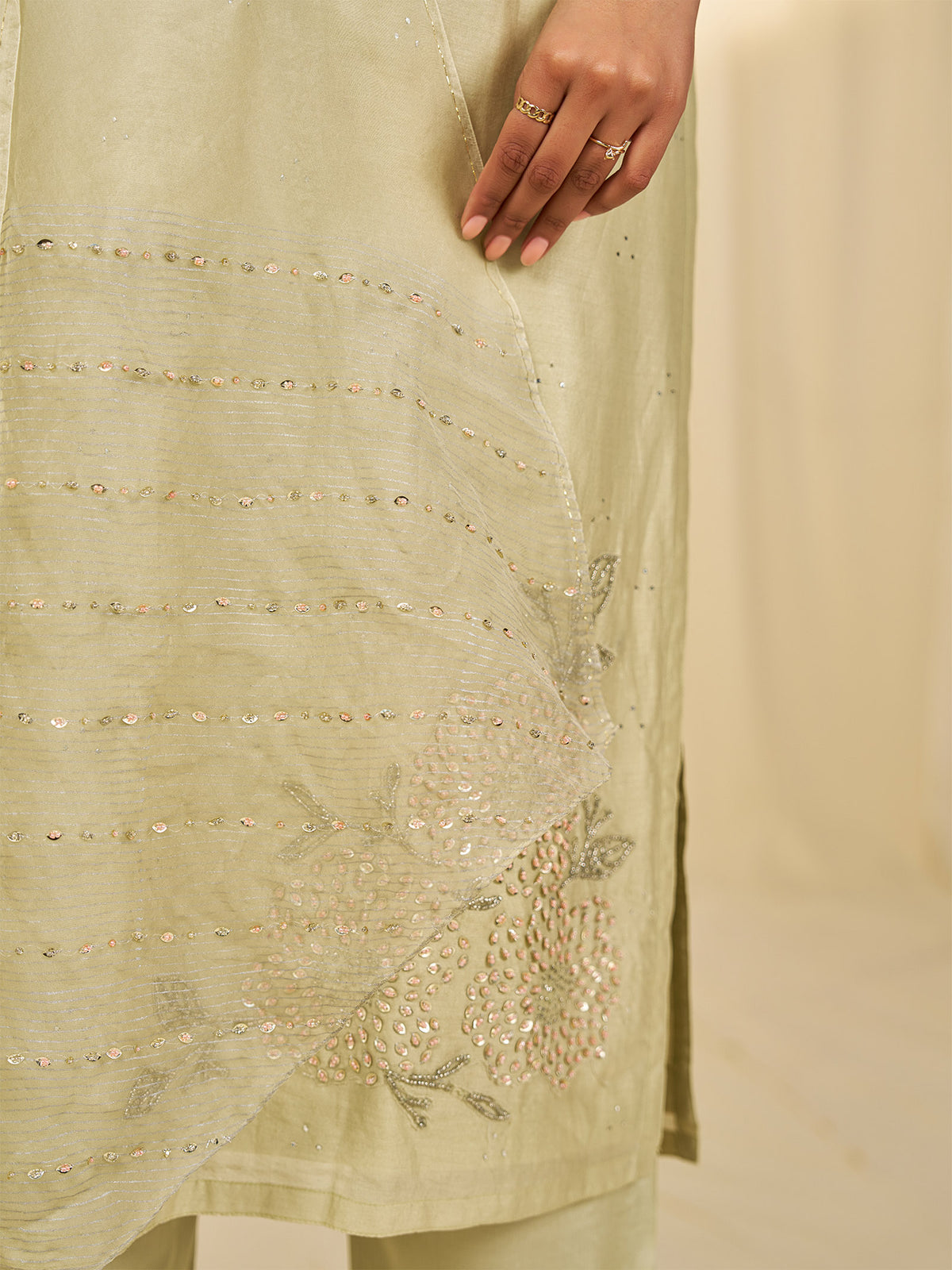 Naturals Sage Green Organza Dupatta