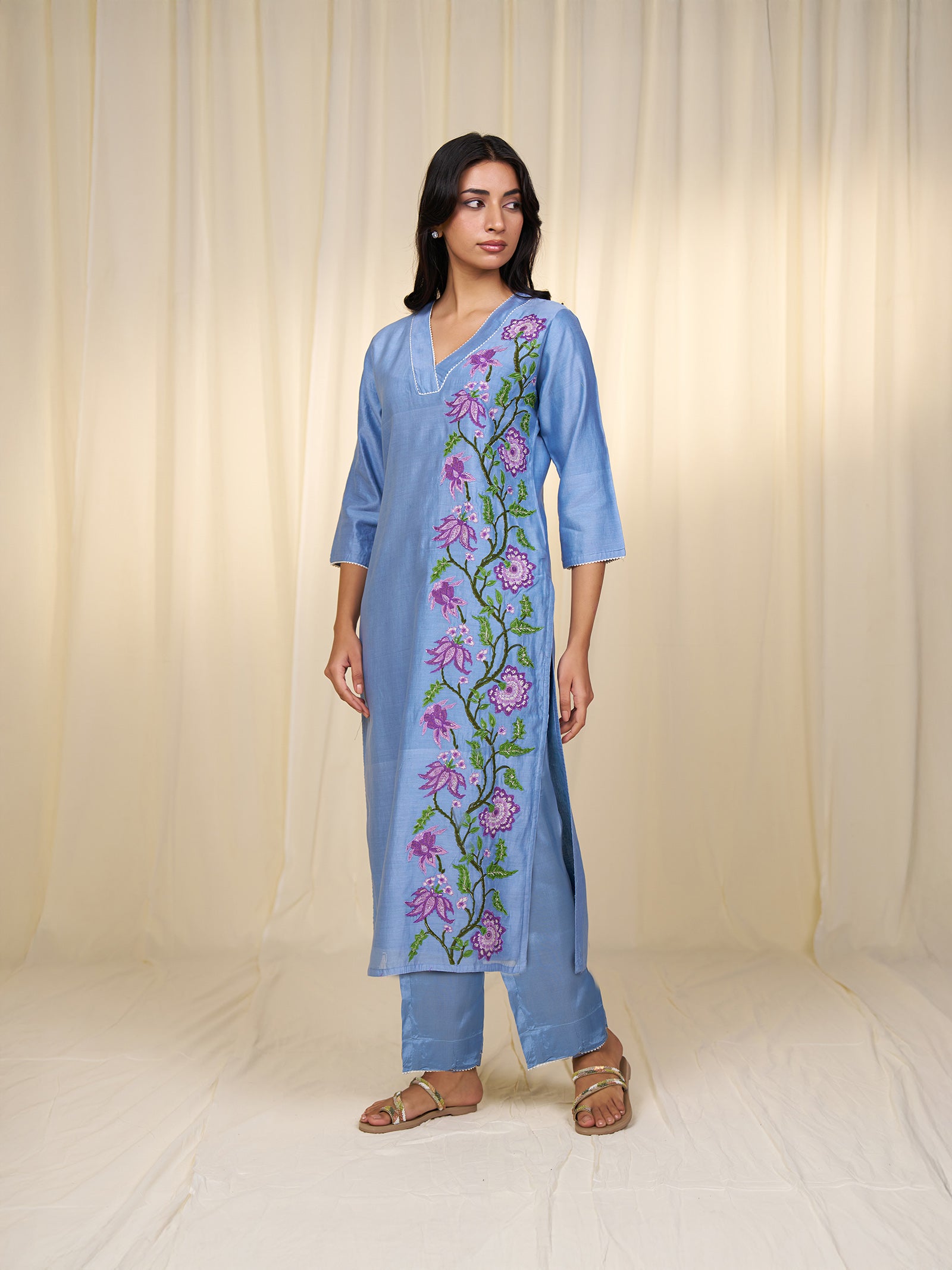 Nilgiri Chanderi Kurta