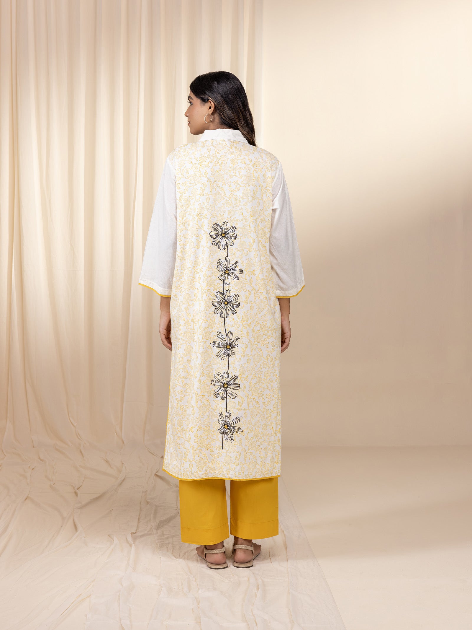 Colour Chrome Ochre Printed Cotton Kurta