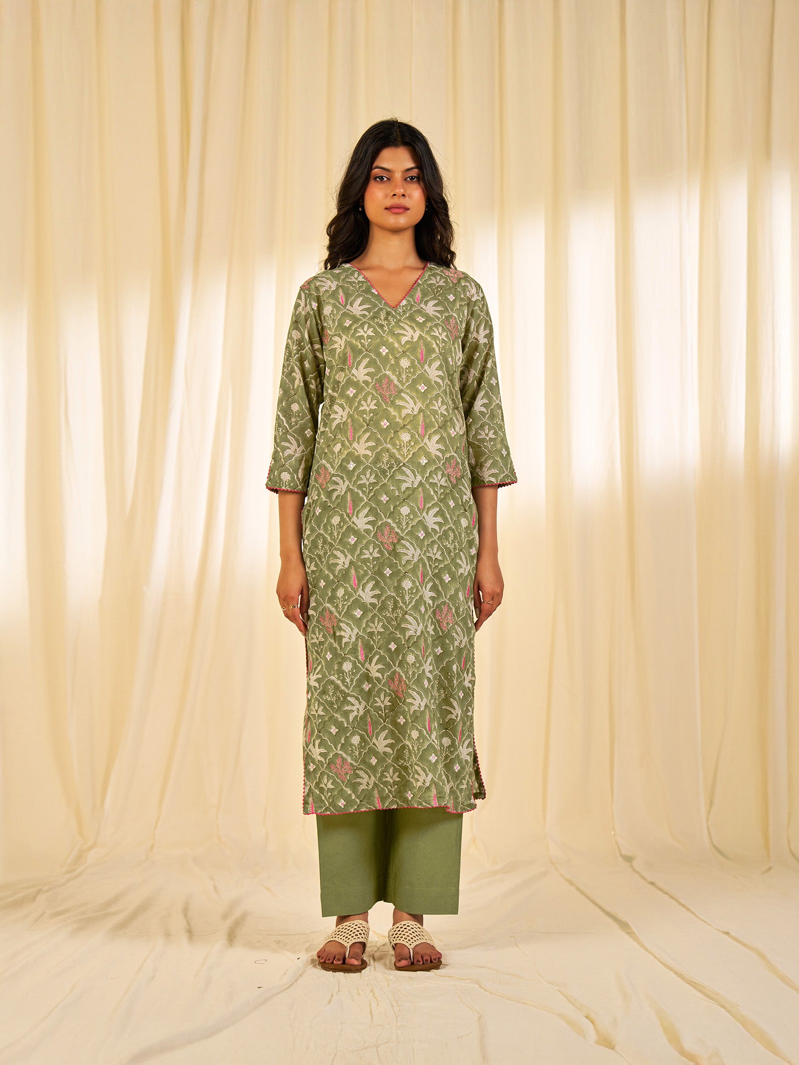 Olive Green - Ceylon Voile Kurta