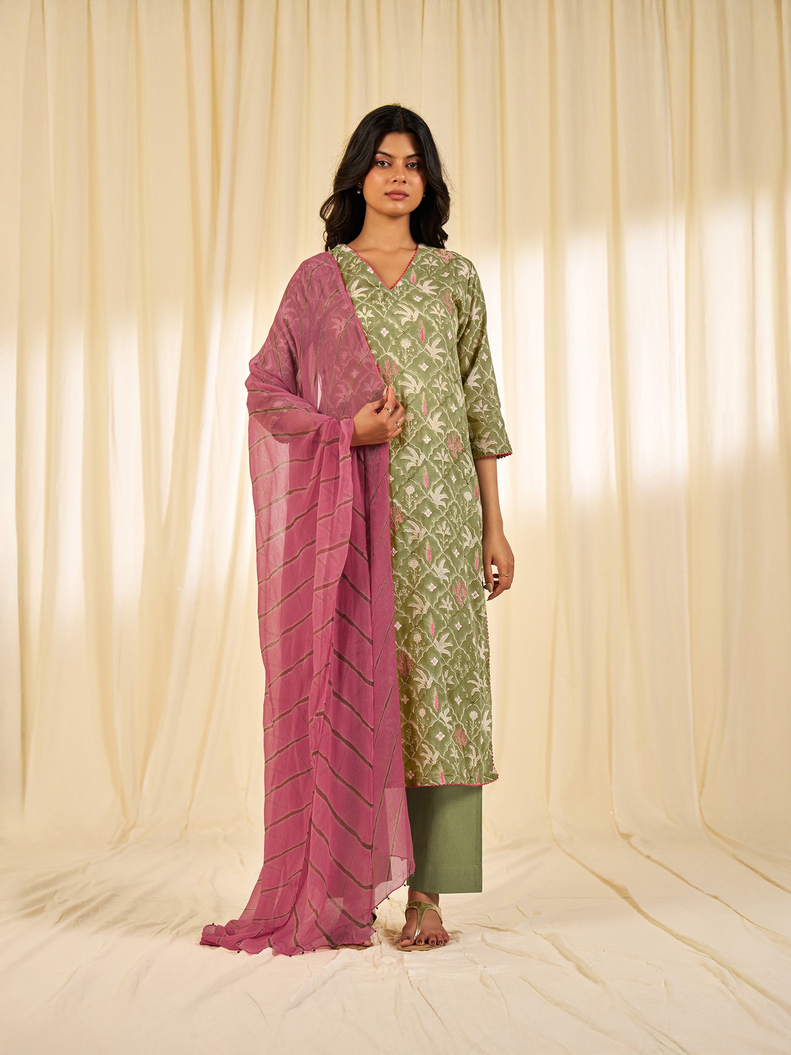 Olive Green - Ceylon Voile Kurta