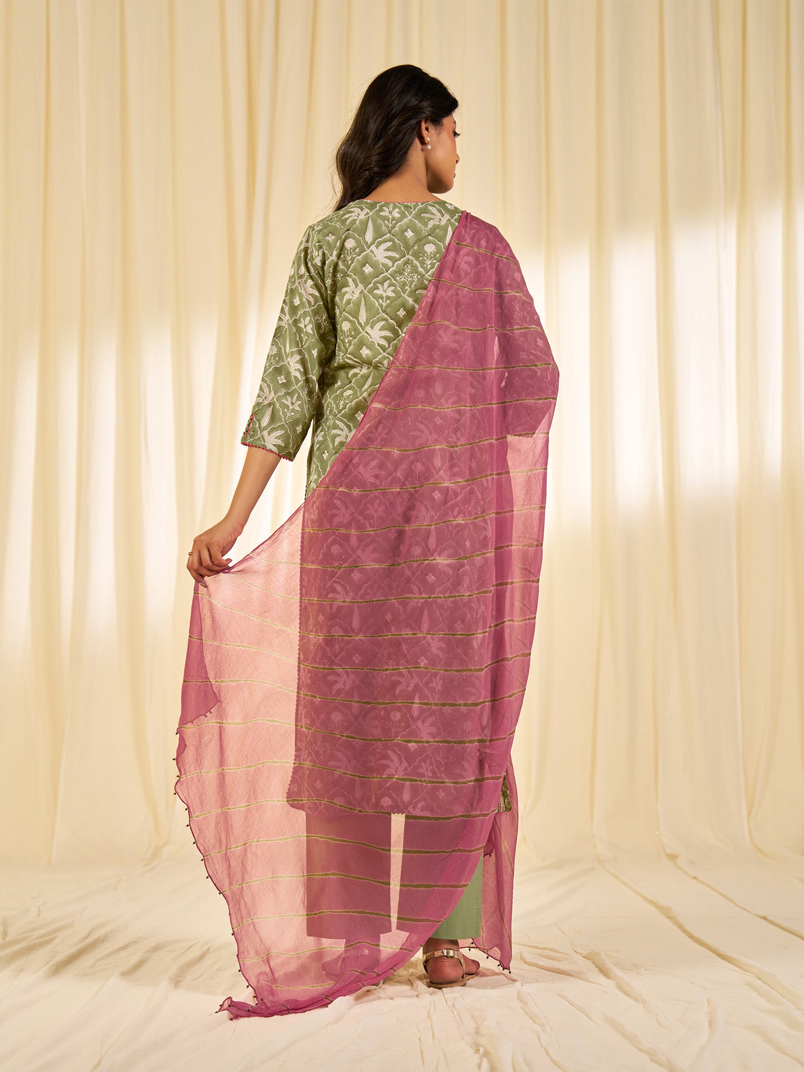Olive Green Chiffon Dupatta