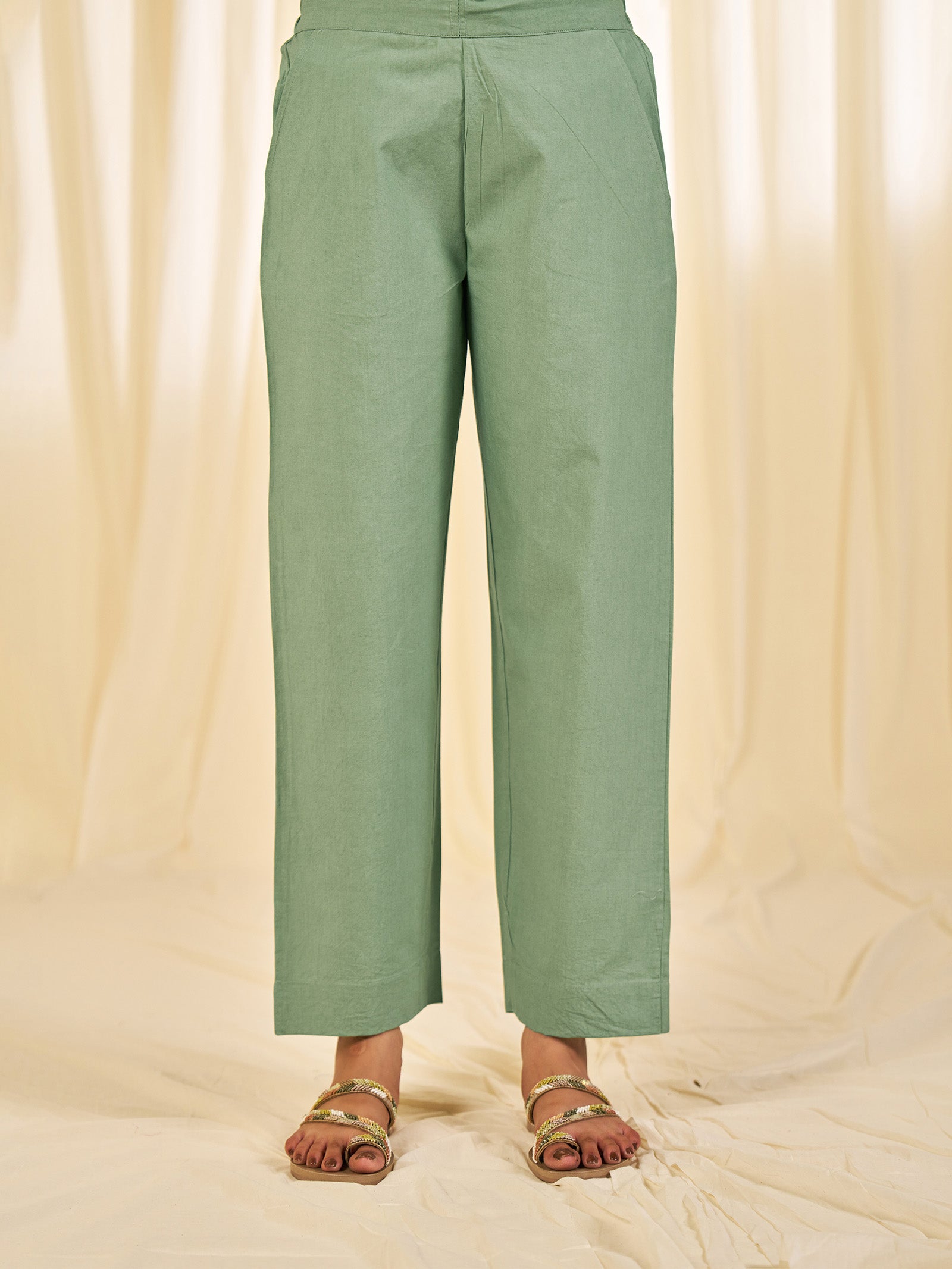 Olive Green - Sri Lanka Cotton Straight Pants