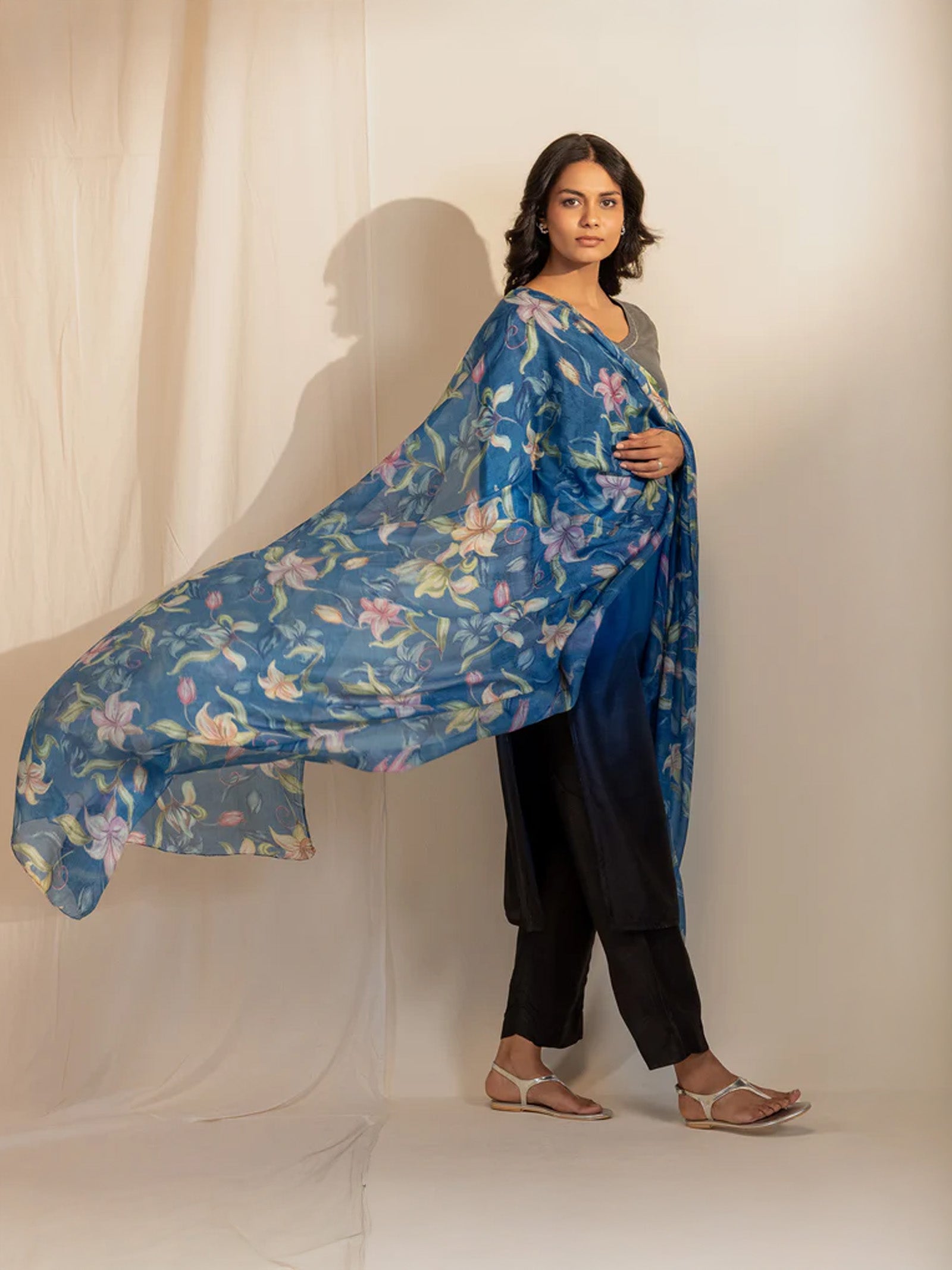 Ombre Blue Organza Dupatta