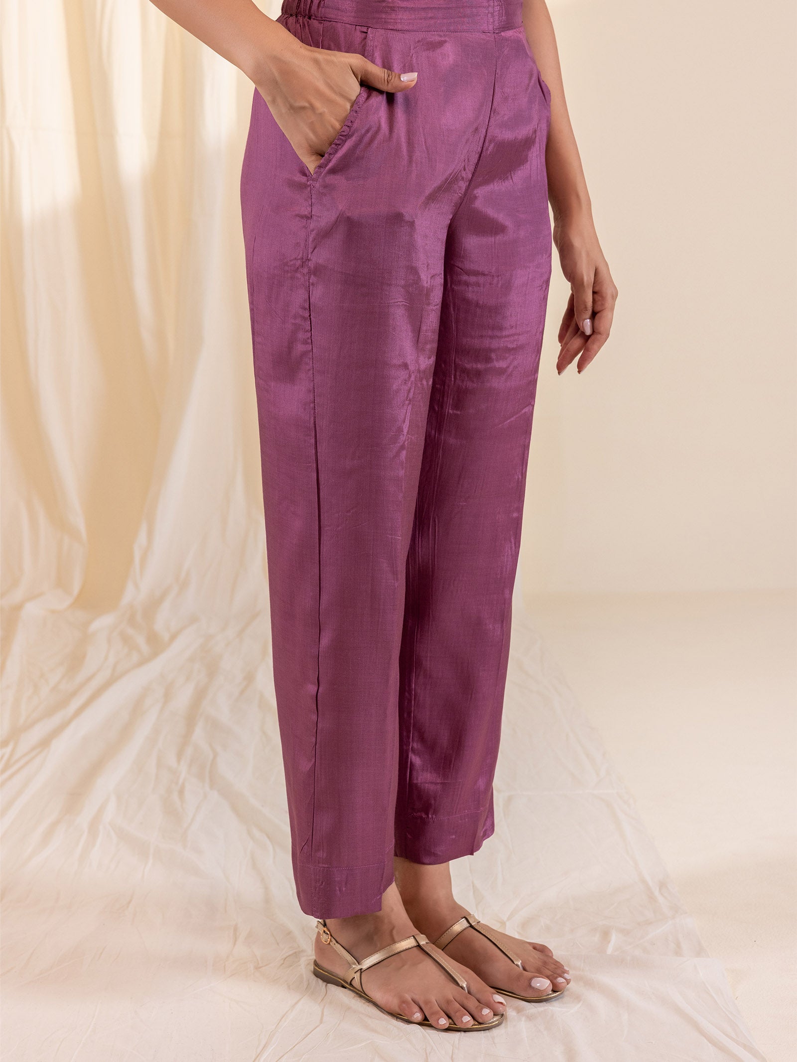 Chocolate Bamboo Silk Straight Pant